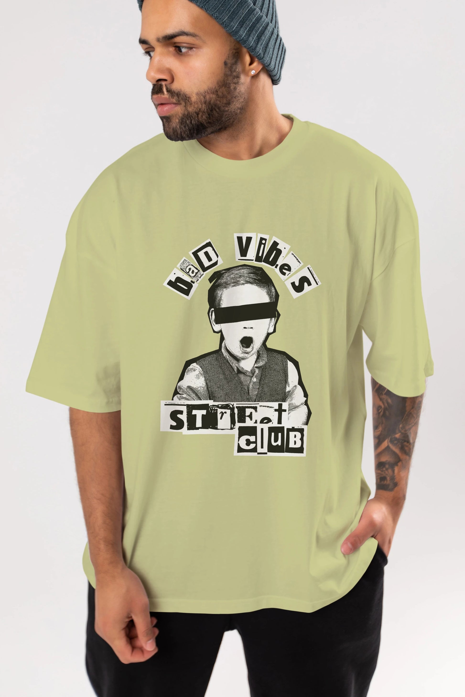 Bad Vibes Street Club Ön Baskılı Oversize t-shirt Erkek Kadın Unisex