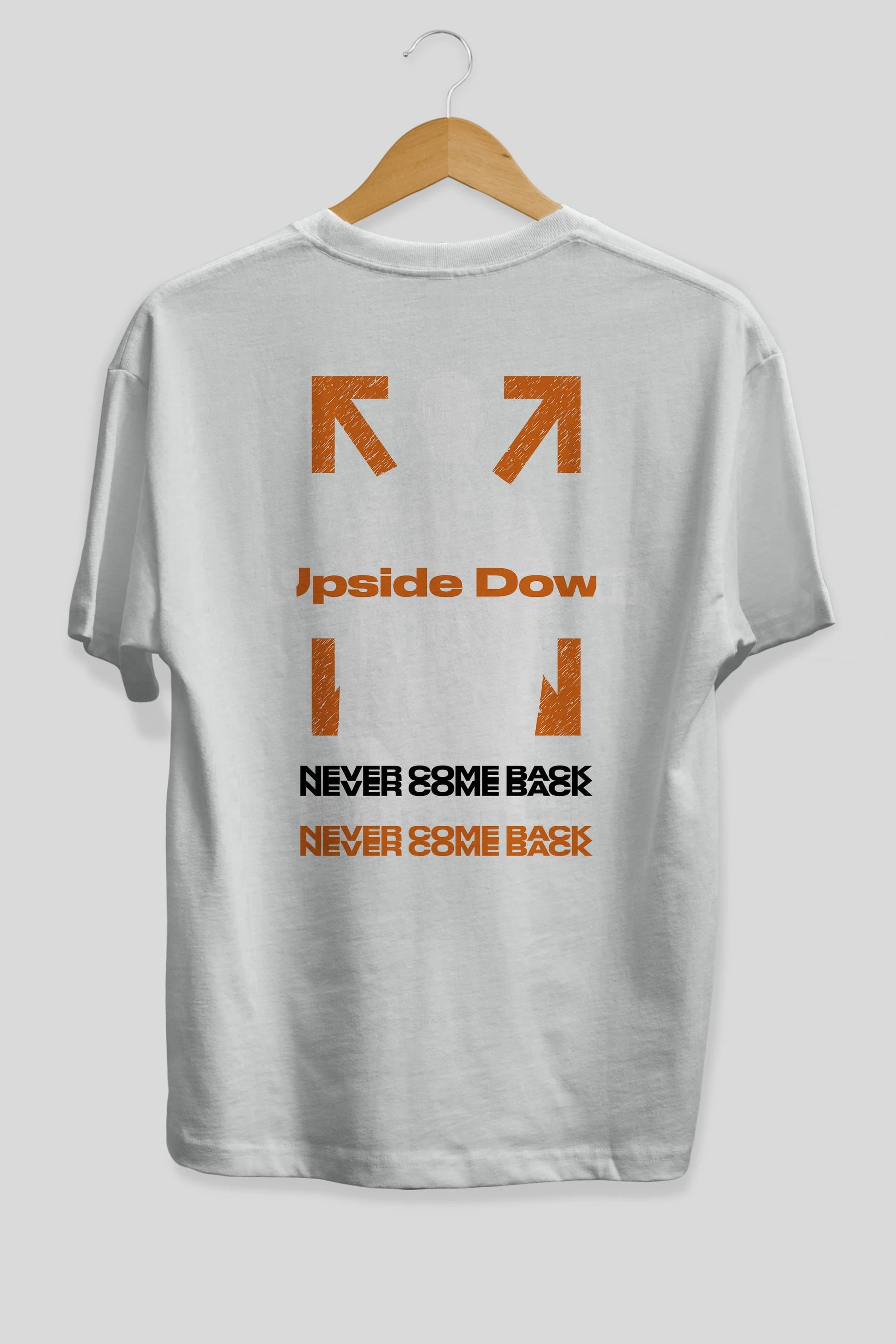 Upside Down Arka Baskılı Oversize t-shirt Erkek Kadın Unisex