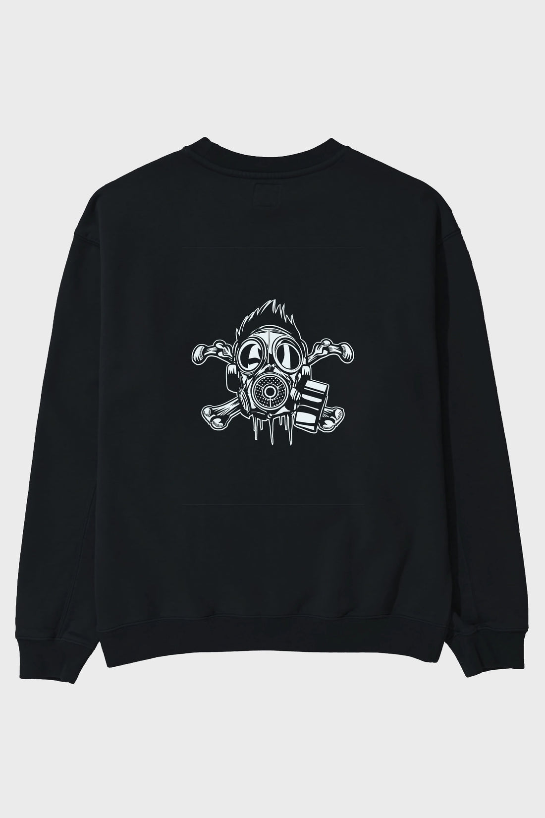 Cross Bones Gasmask Arka Baskılı Oversize Sweatshirt Erkek Kadın Unisex