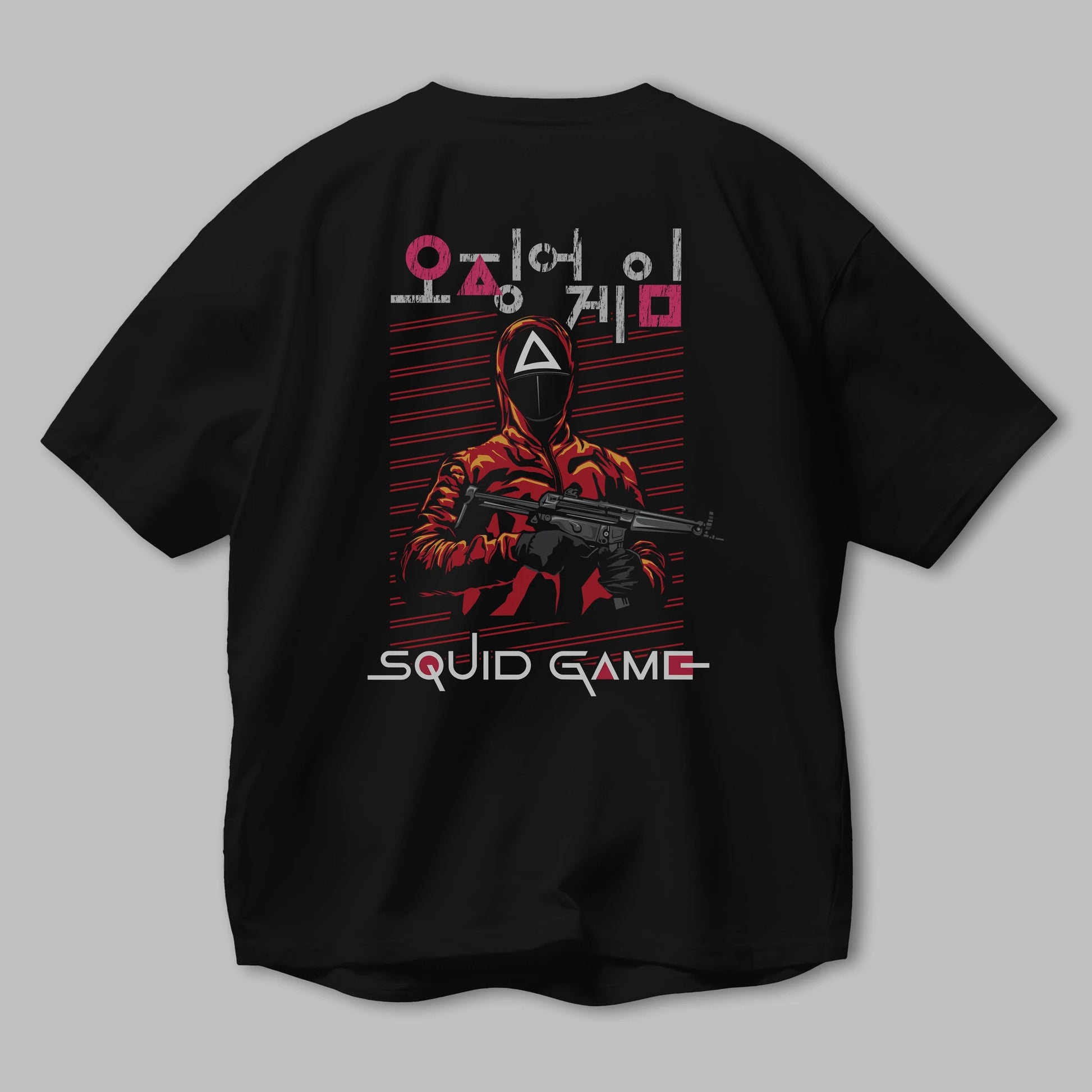 Squid Game (2) Arka Baskılı Oversize t-shirt Erkek Kadın Unisex %100 Pamuk Bisiklet Yaka tişort