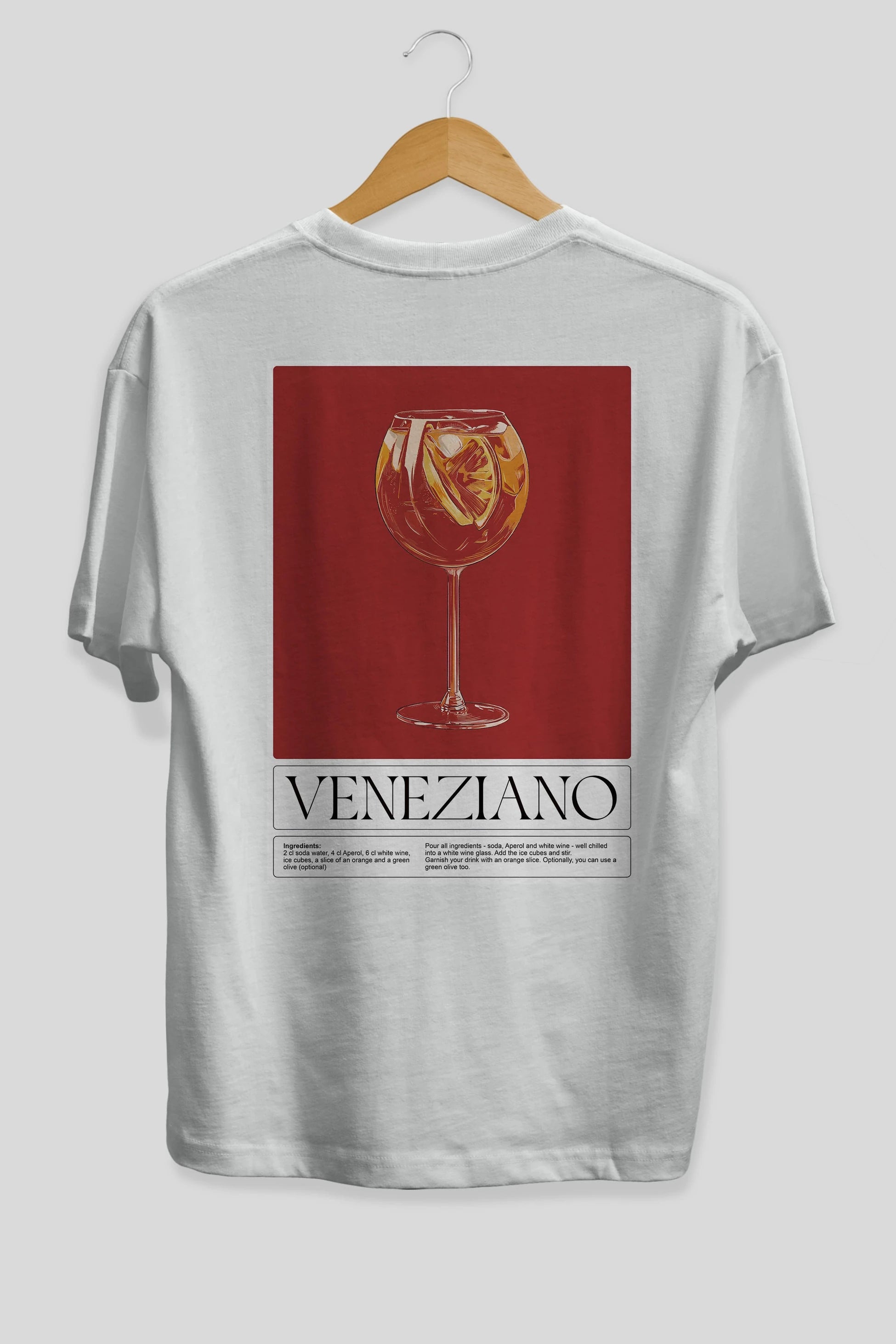Veneziano Arka Baskılı Oversize t-shirt Erkek Kadın Unisex %100 Pamuk Bisiklet Yaka tişort