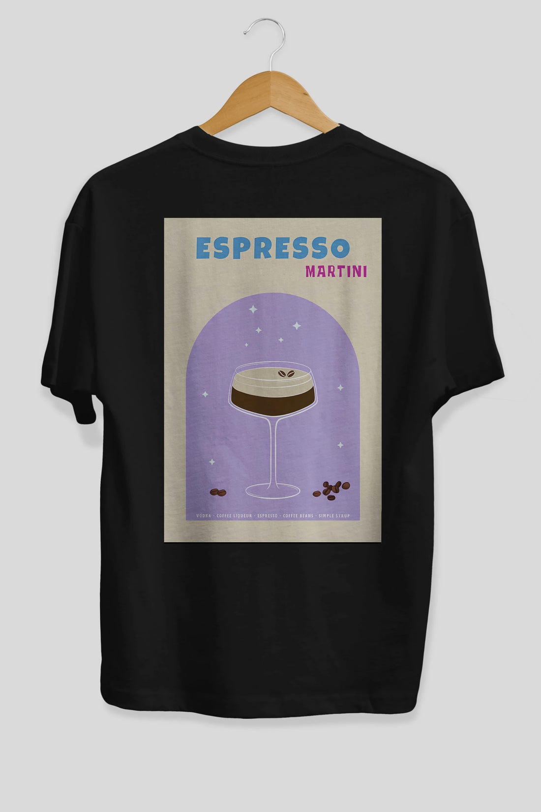 Espresso Martini 5 Arka Baskılı Oversize t-shirt Erkek Kadın Unisex %100 Pamuk Bisiklet Yaka tişort