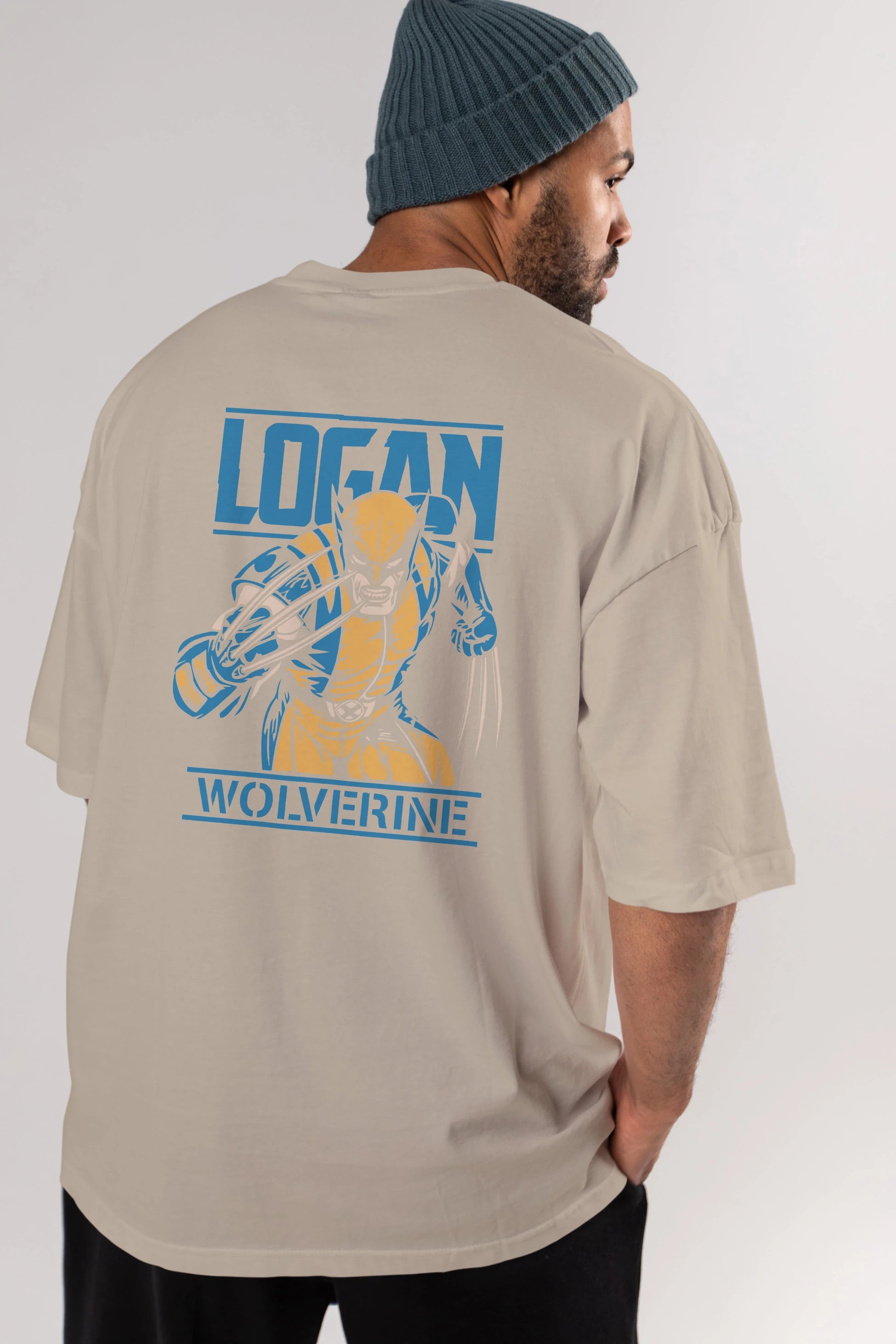 Wolverine Logan Arka Baskılı Oversize t-shirt Erkek Kadın Unisex %100 Pamuk Bisiklet Yaka tişort