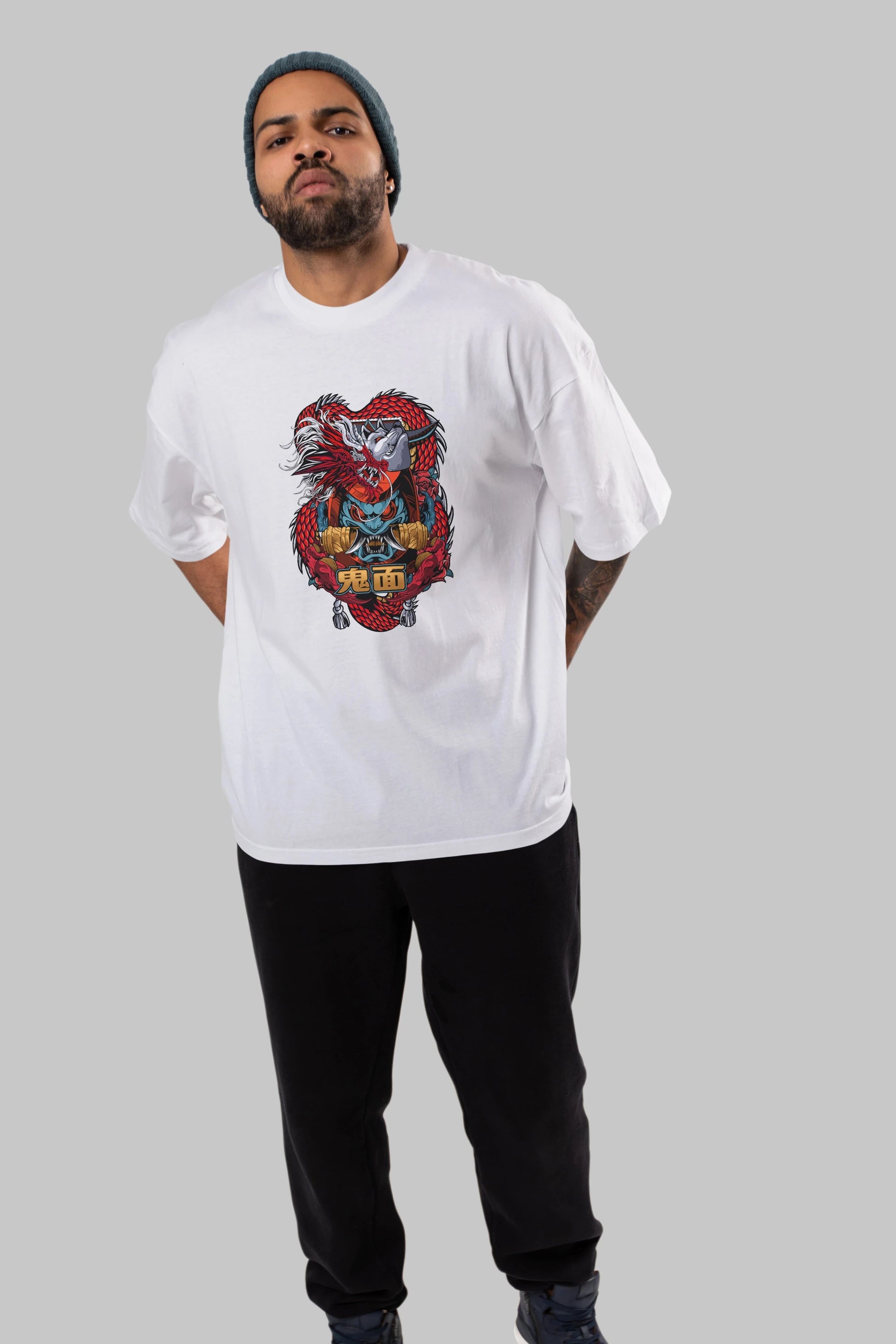 TRIBAL Anime Ön Baskılı Oversize t-shirt %100 pamuk Erkek Kadın Unisex