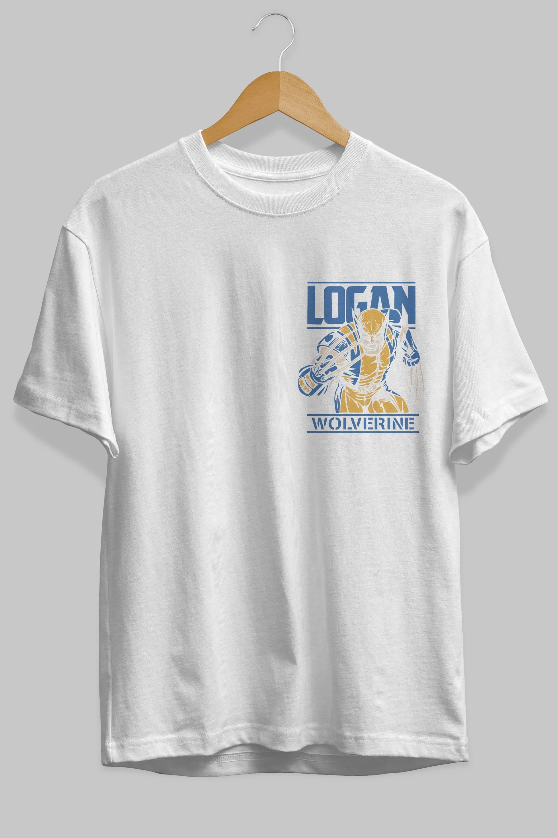 Wolverine Logan Ön Sol Baskılı Oversize t-shirt Erkek Kadın Unisex %100 Pamuk Bisiklet Yaka tişort