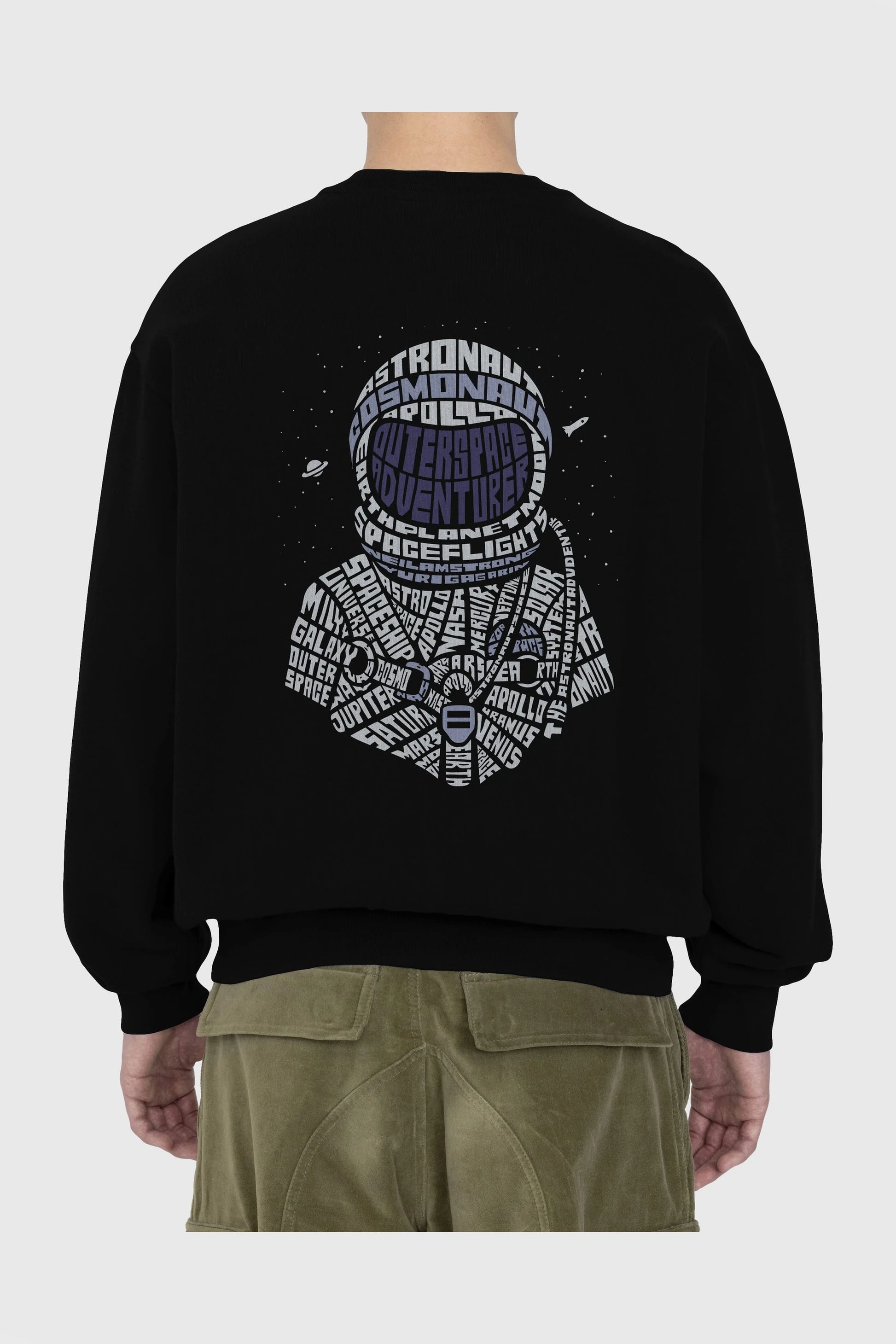 Astronaut Arka Baskılı Oversize Sweatshirt Erkek Kadın Unisex