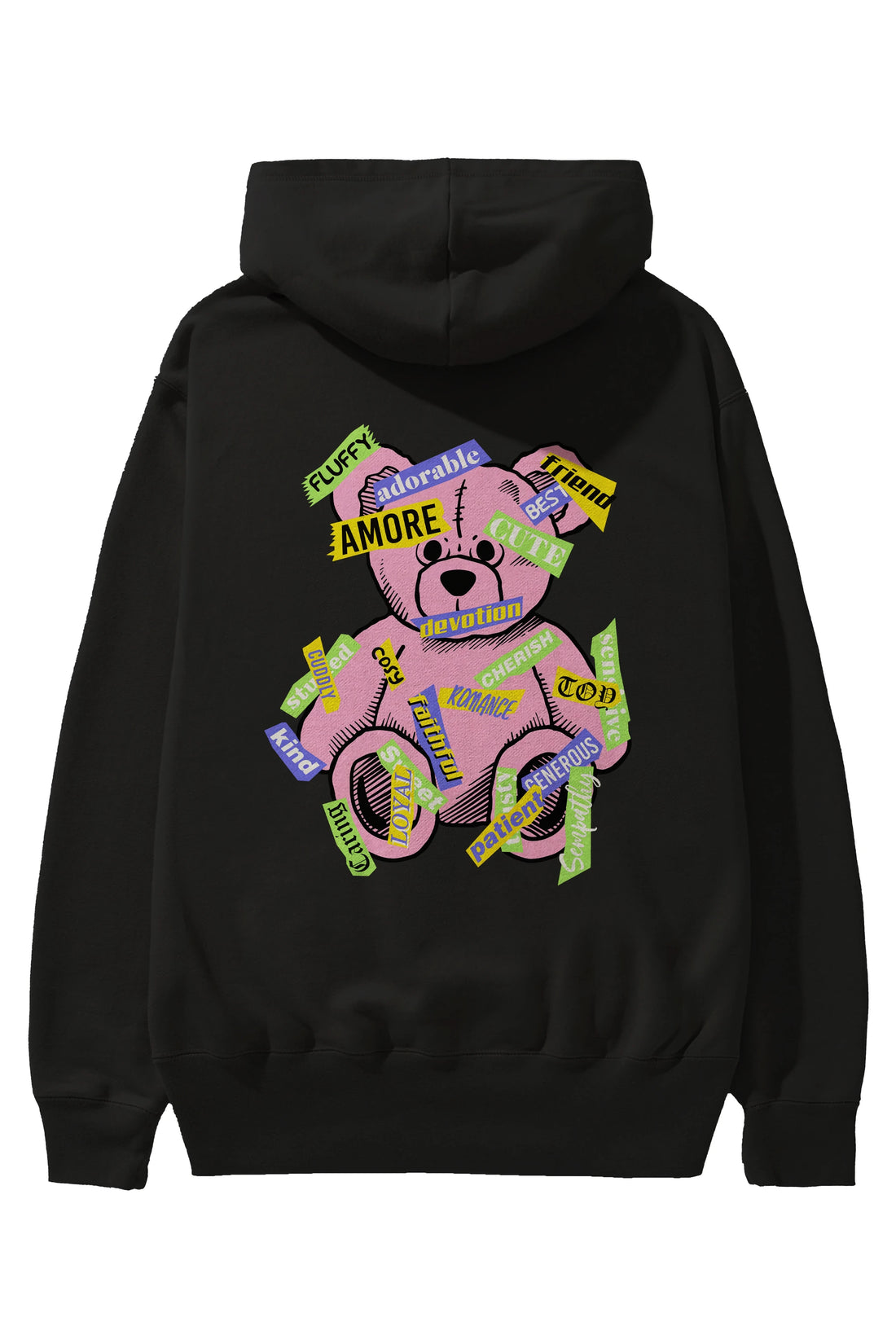Teddy Bear Cute Arka Baskılı Hoodie Oversize Kapüşonlu Sweatshirt Erkek Kadın Unisex
