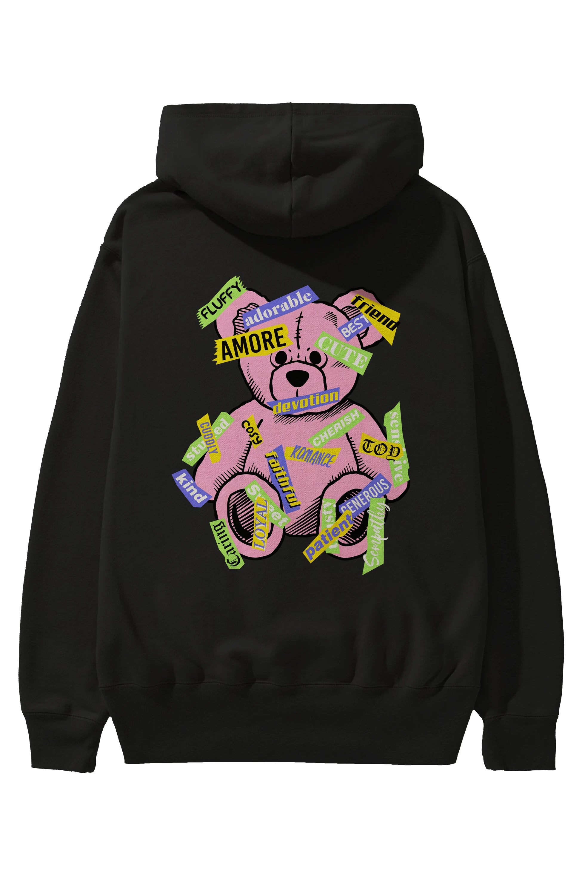 Teddy Bear Cute Arka Baskılı Hoodie Oversize Kapüşonlu Sweatshirt Erkek Kadın Unisex