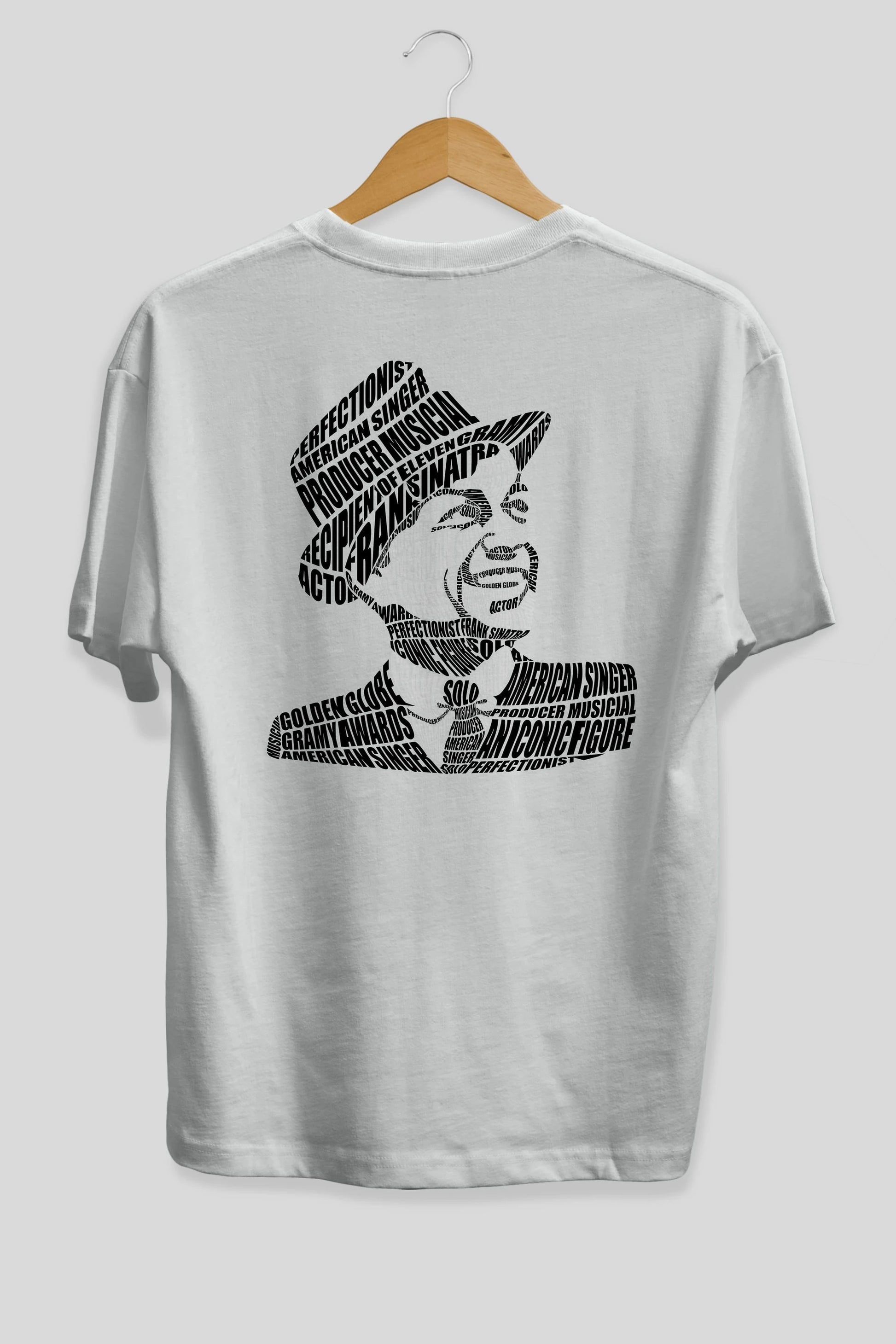 Frank Sinatra Calligram Arka Baskılı Oversize t-shirt %100 pamuk Erkek Kadın Unisex