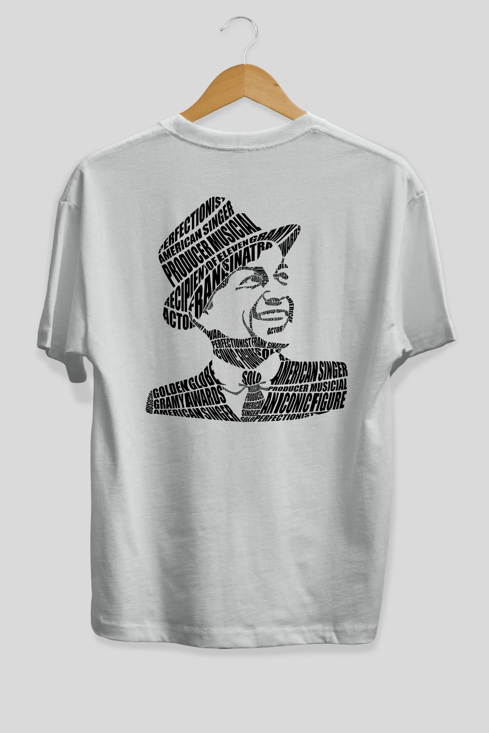 Frank Sinatra Calligram Arka Baskılı Oversize t-shirt %100 pamuk Erkek Kadın Unisex