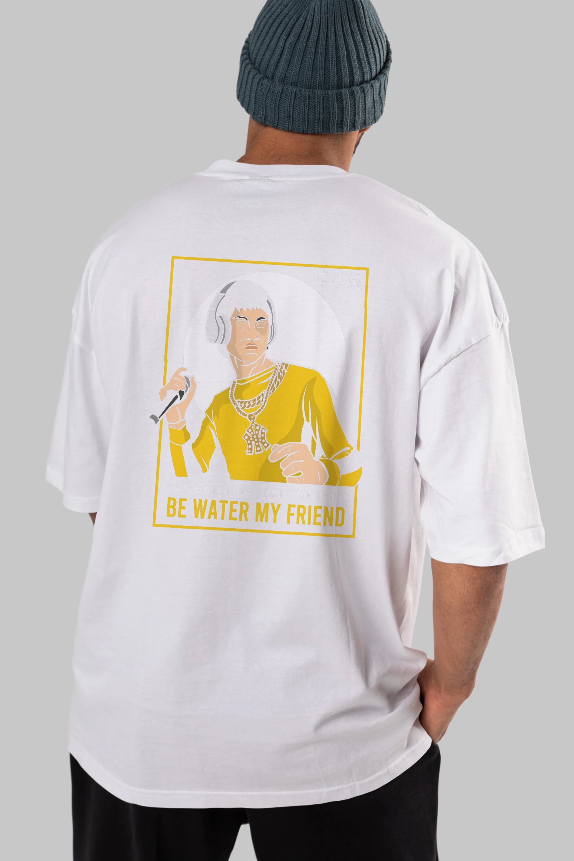 Bruce Lee Rapper Arka Baskılı Oversize t-shirt Erkek Kadın Unisex %100 Pamuk tişort