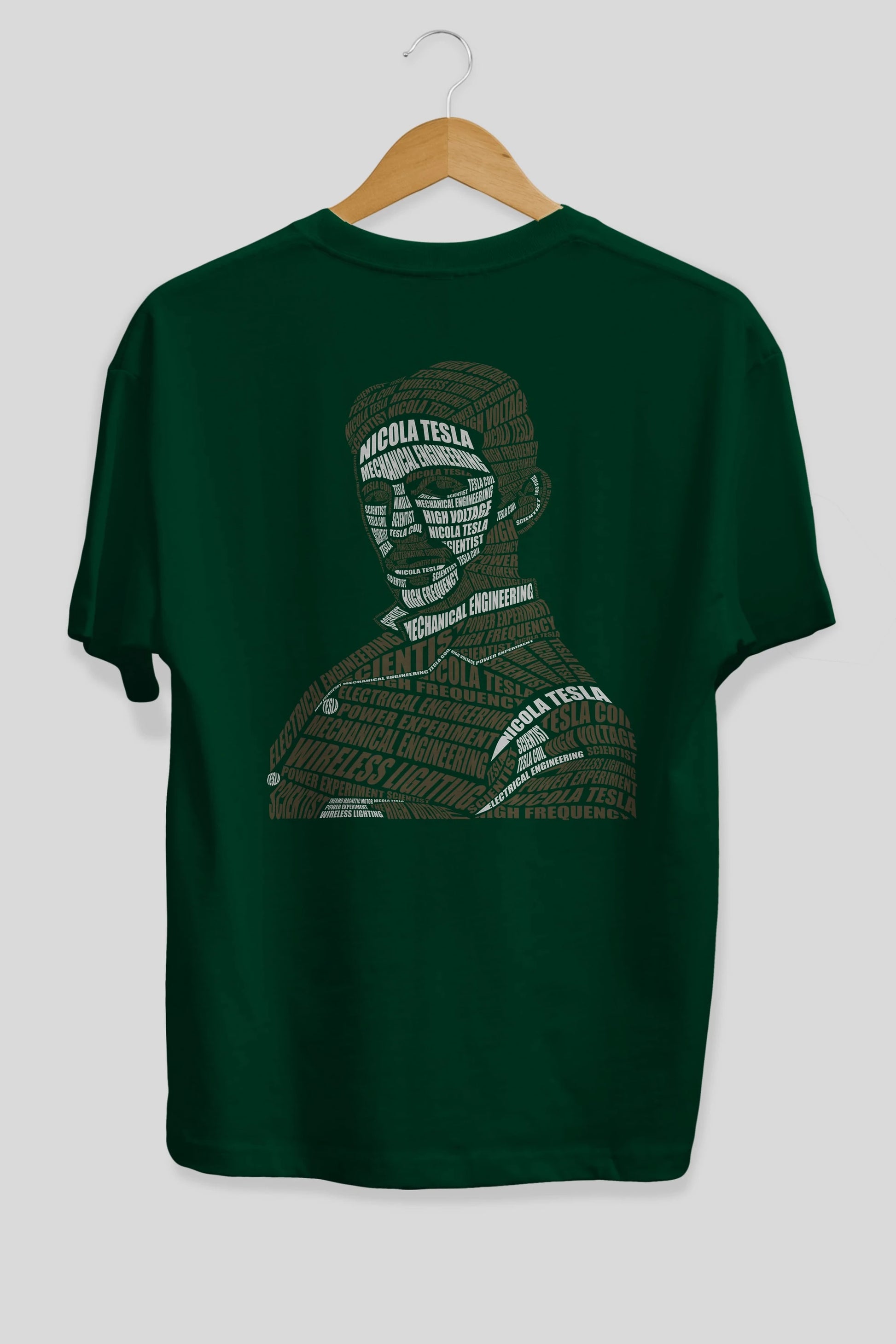 Nikola Tesla Calligram Arka Baskılı Oversize t-shirt %100 pamuk Erkek Kadın Unisex