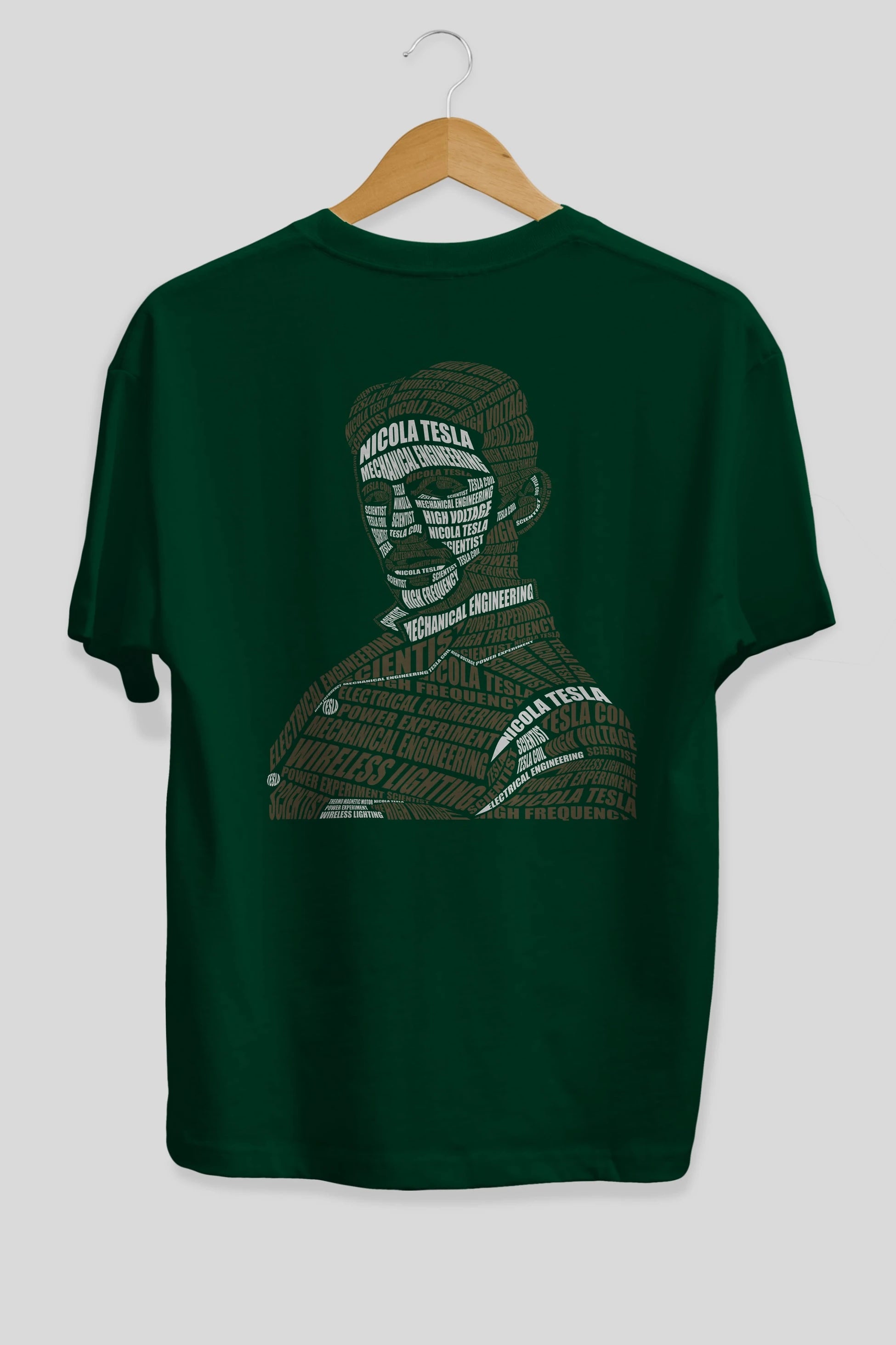 Nikola Tesla Calligram Arka Baskılı Oversize t-shirt %100 pamuk Erkek Kadın Unisex
