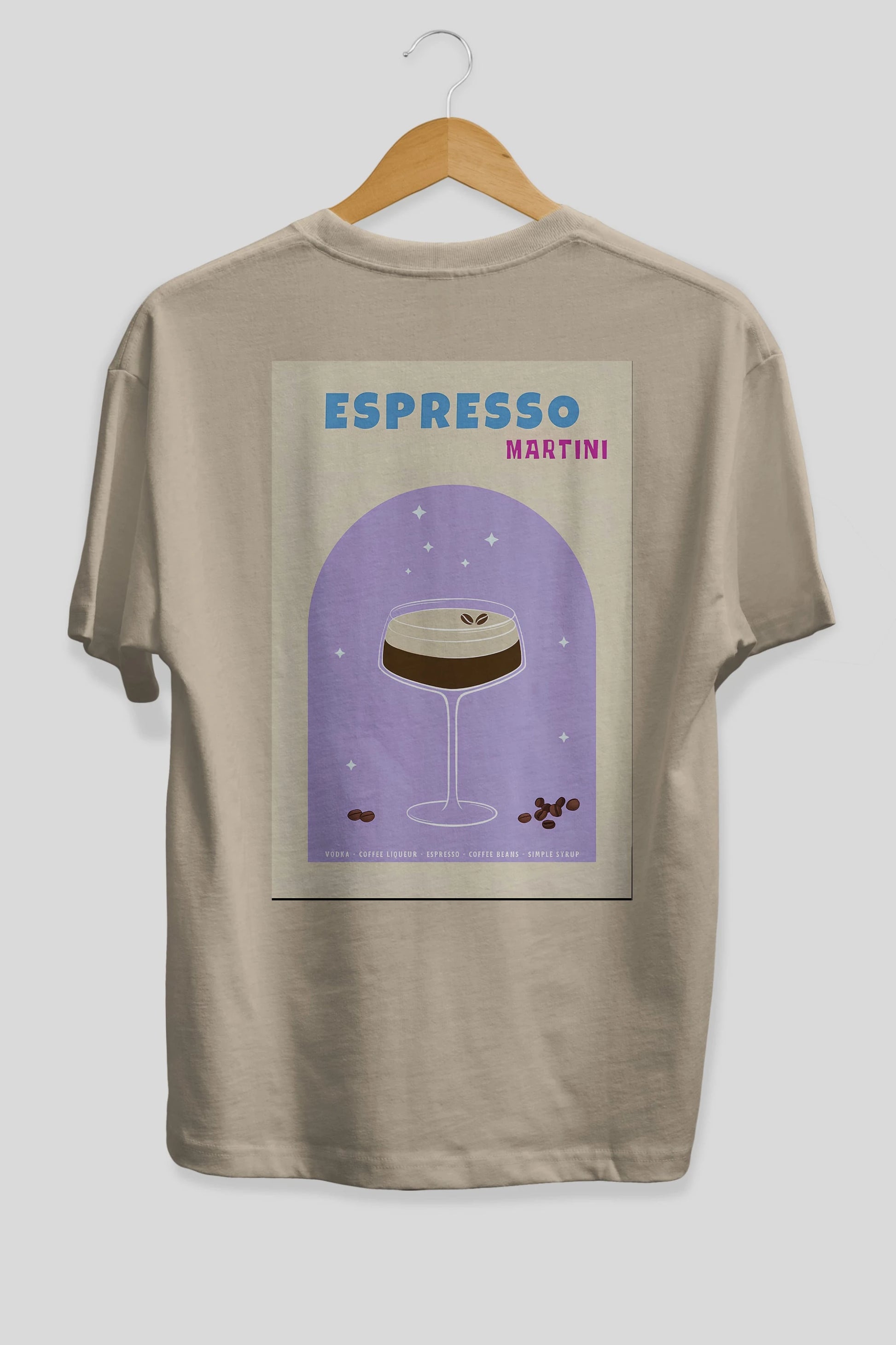 Espresso Martini 5 Arka Baskılı Oversize t-shirt Erkek Kadın Unisex %100 Pamuk Bisiklet Yaka tişort