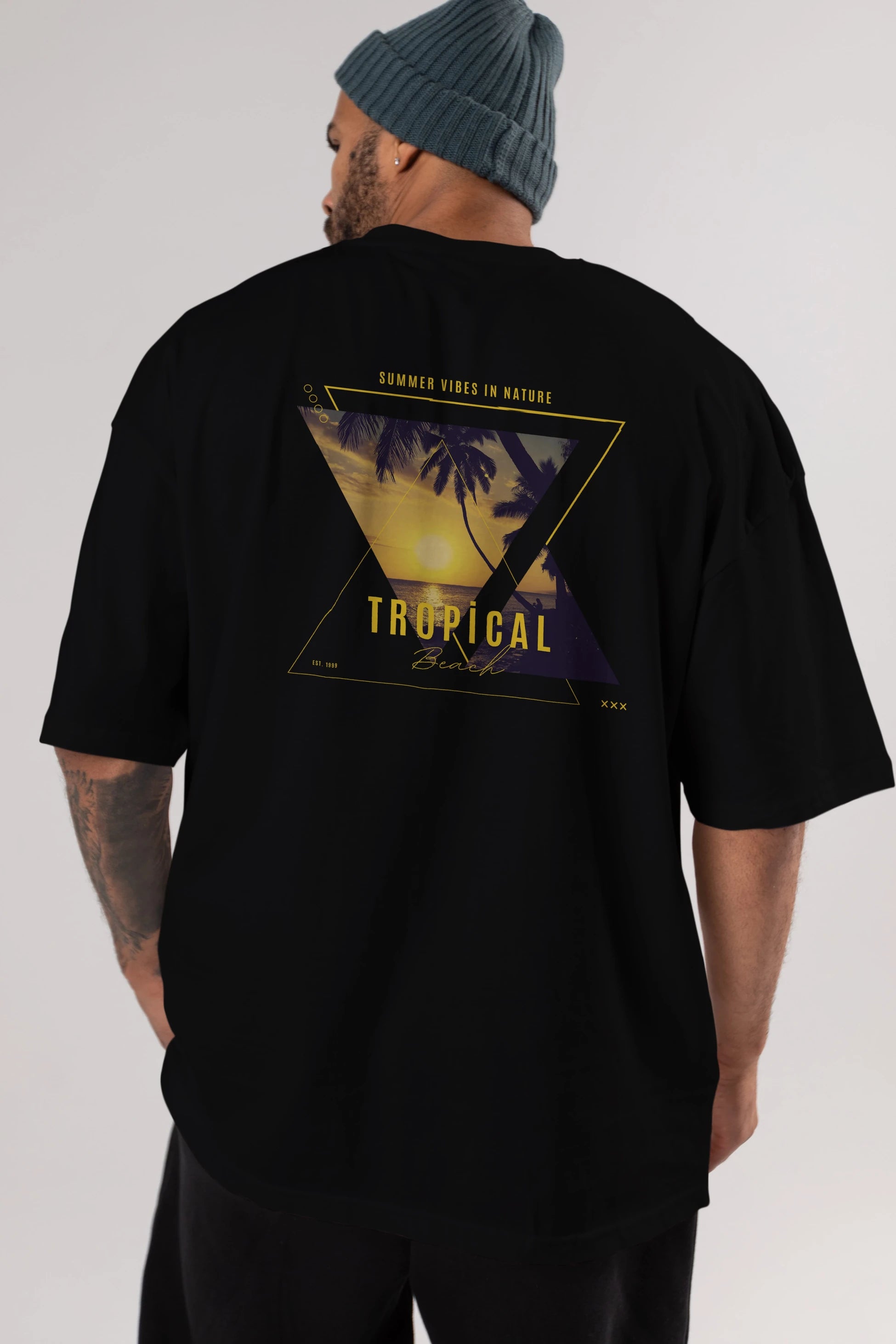 Summer Vibes Yazılı Arka Baskılı Oversize t-shirt Erkek Kadın Unisex