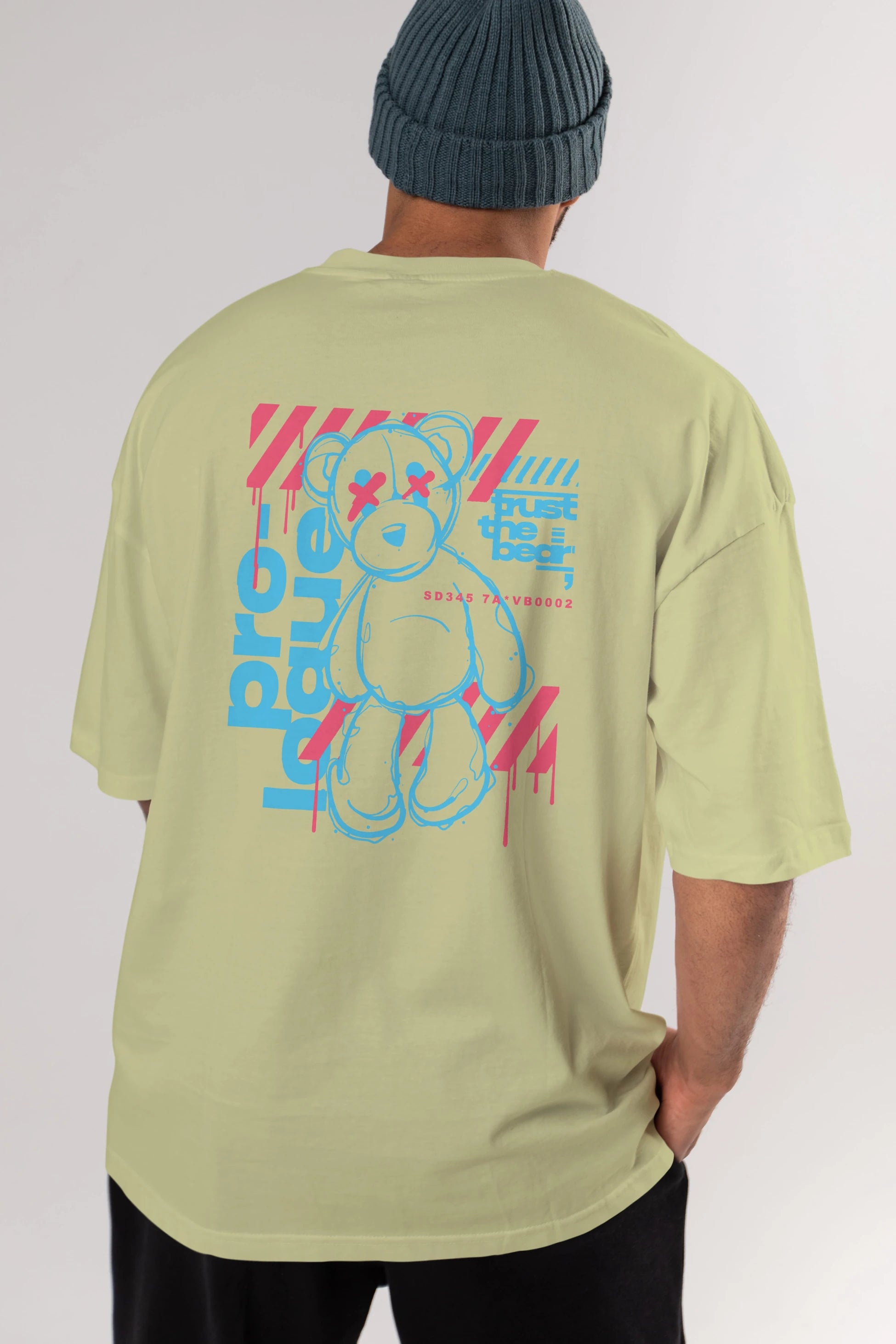 Trust The Bear Arka Baskılı Oversize t-shirt Erkek Kadın Unisex