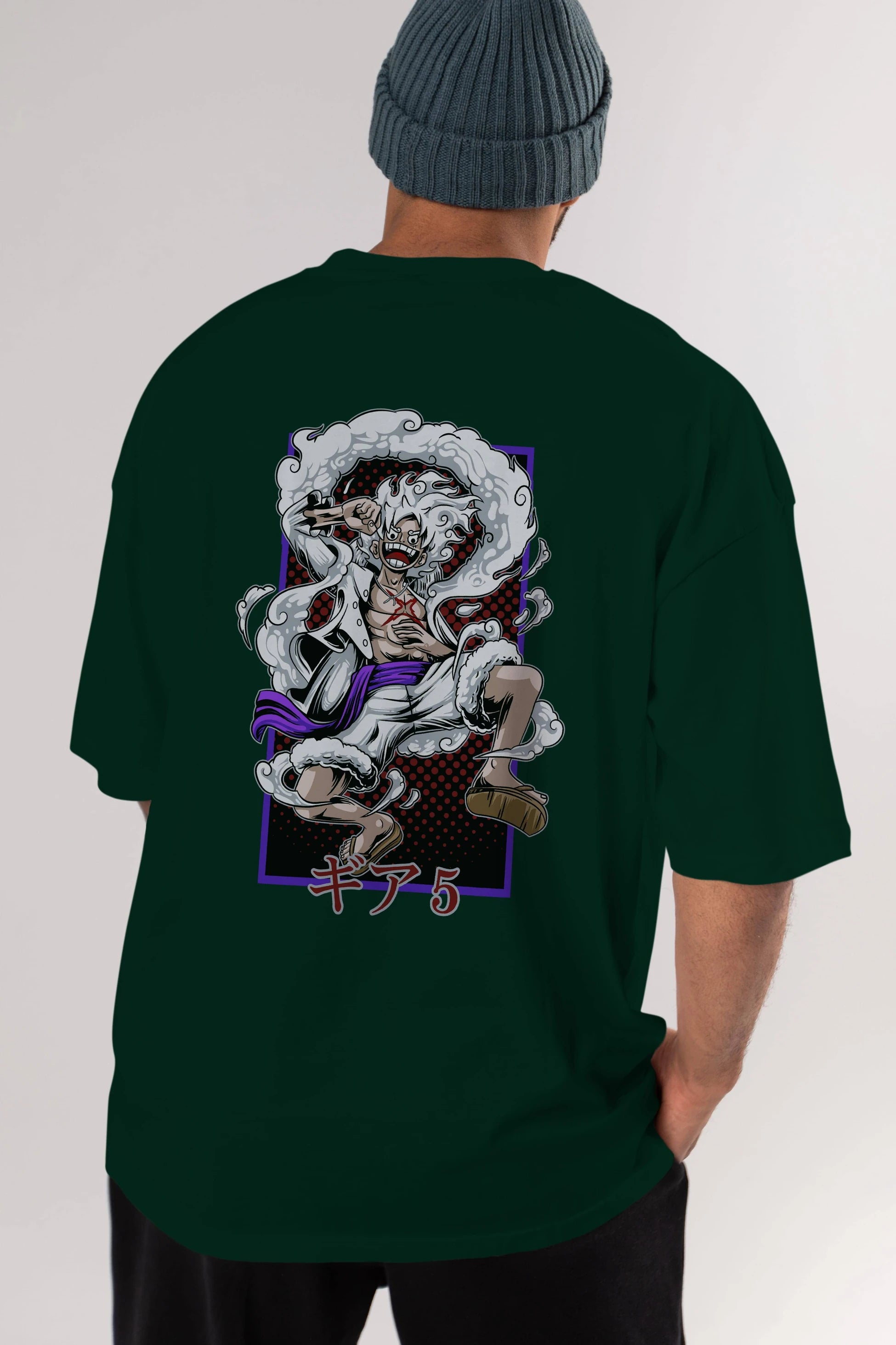 LUFFY GEAR 5 RECUADRO Anime Arka Baskılı Oversize t-shirt Erkek Kadın Unisex