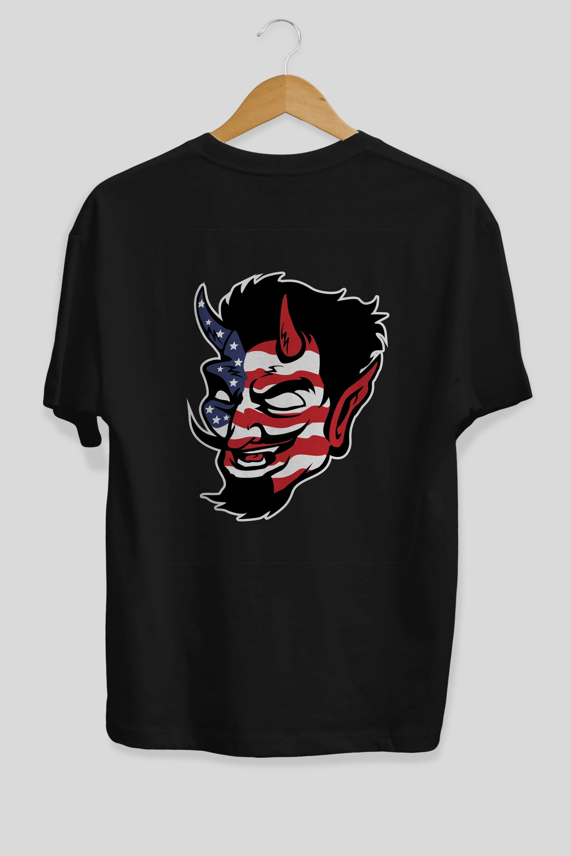 American Devil Arka Baskılı Oversize t-shirt Erkek Kadın Unisex %100 Pamuk tişort