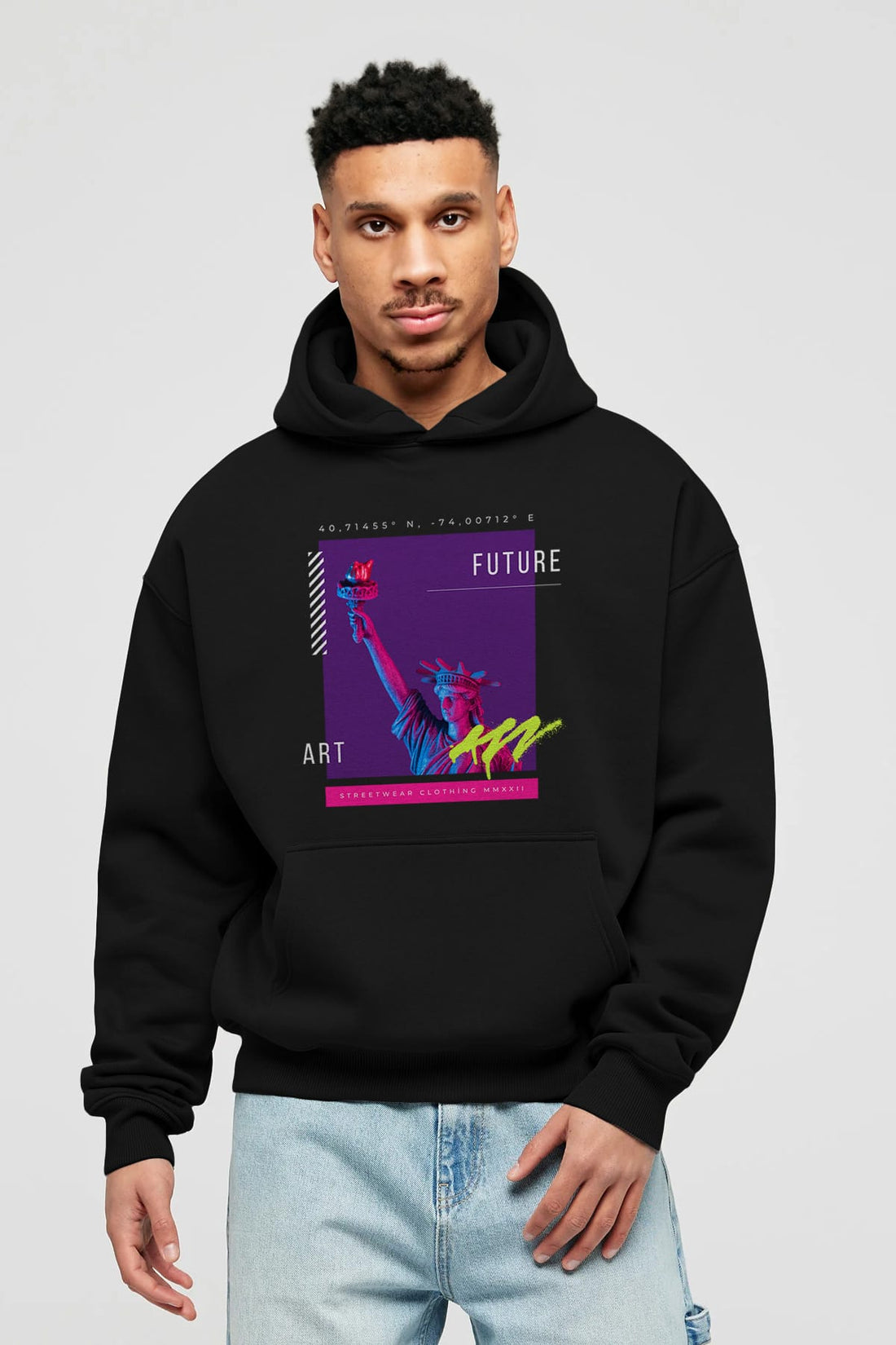 Future Streetwear Ön Baskılı Oversize Hoodie Kapüşonlu Sweatshirt Erkek Kadın Unisex