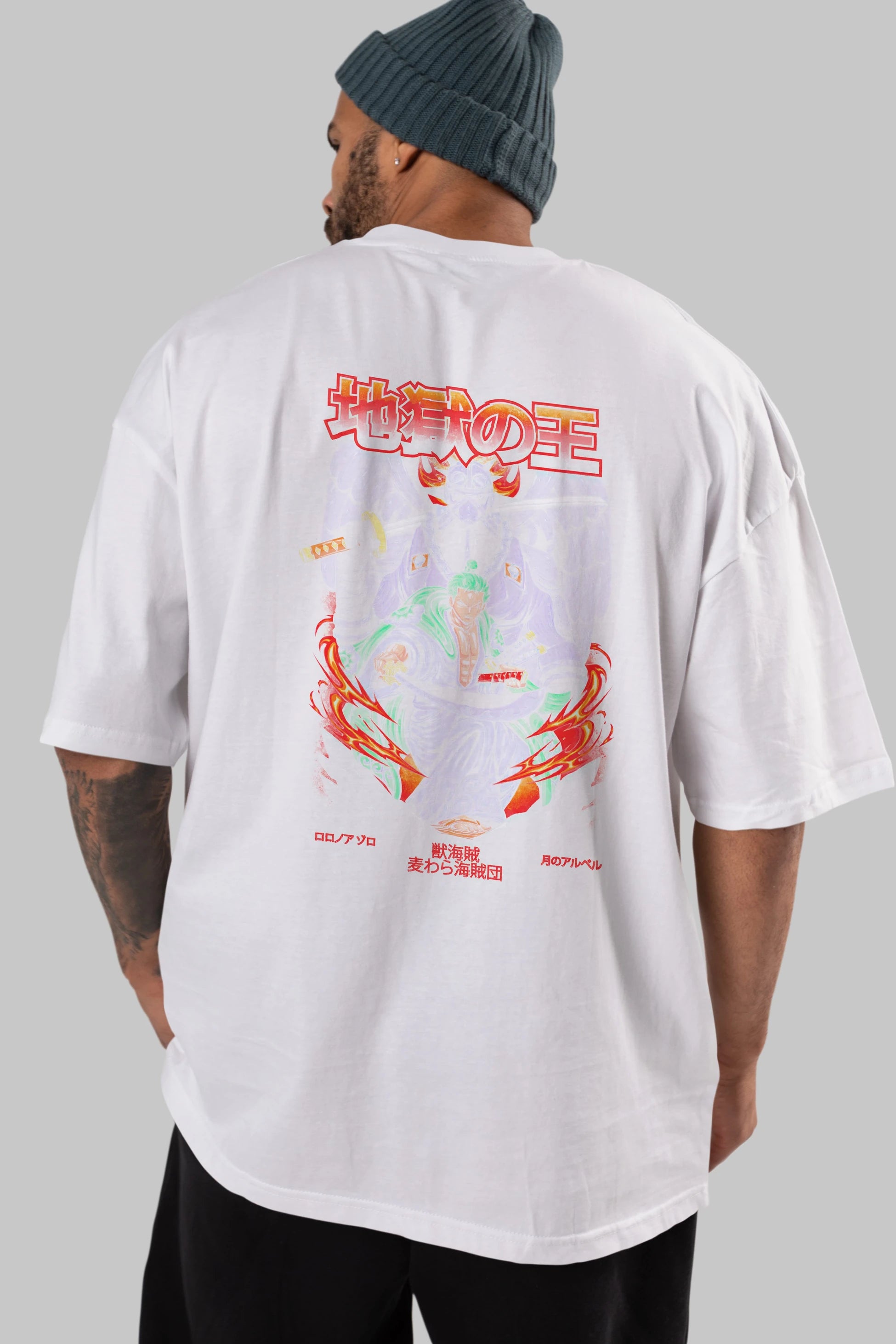 Roronoa Zoro 4 Anime Arka Baskılı Oversize t-shirt Erkek Kadın Unisex