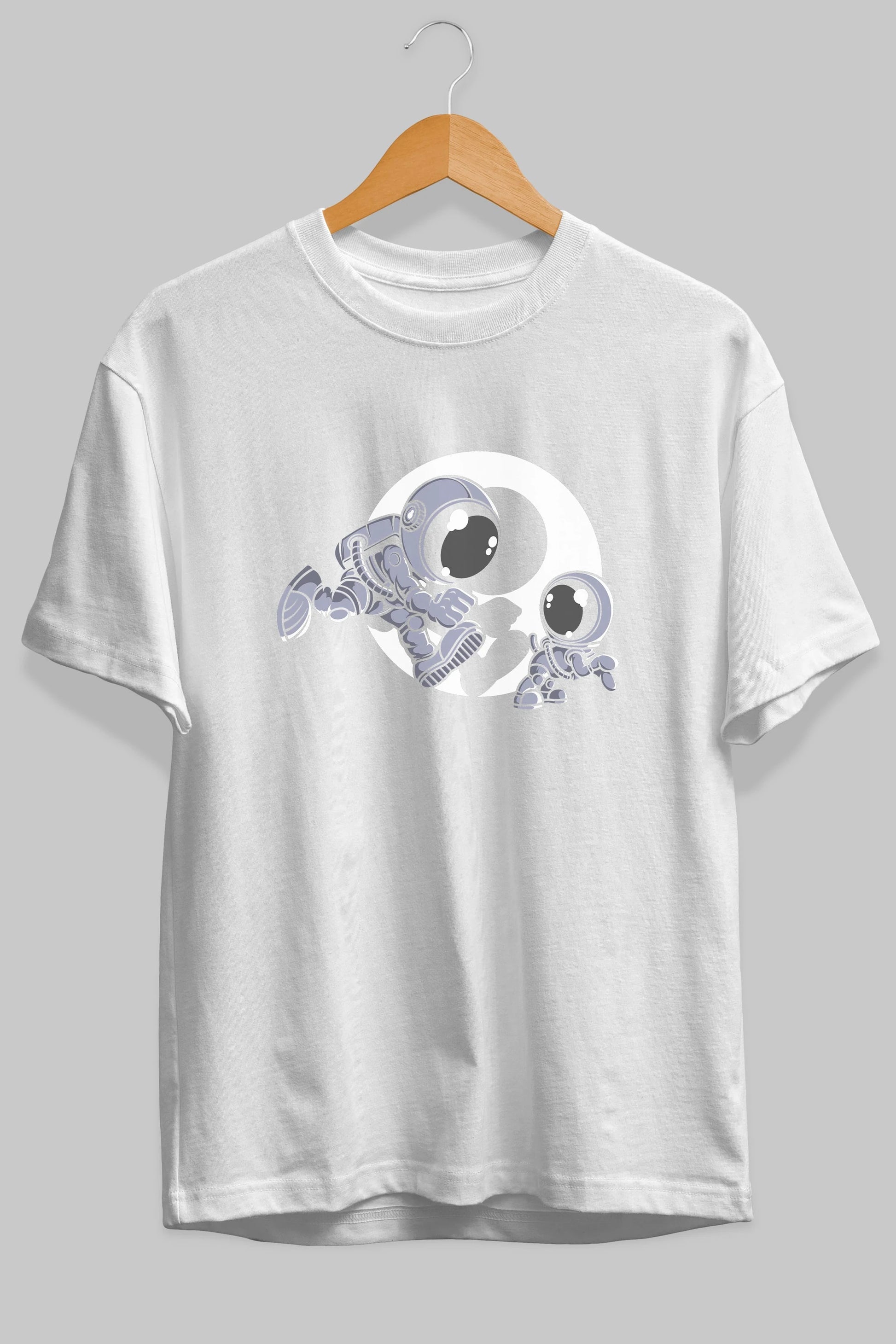 Astronaut And Little Dog Ön Baskılı Oversize t-shirt Erkek Kadın Unisex