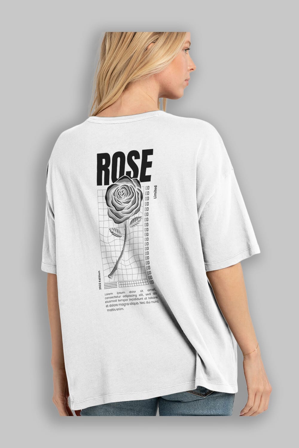 Rose Streetwear Arka Baskılı Oversize t-shirt Erkek Kadın Unisex
