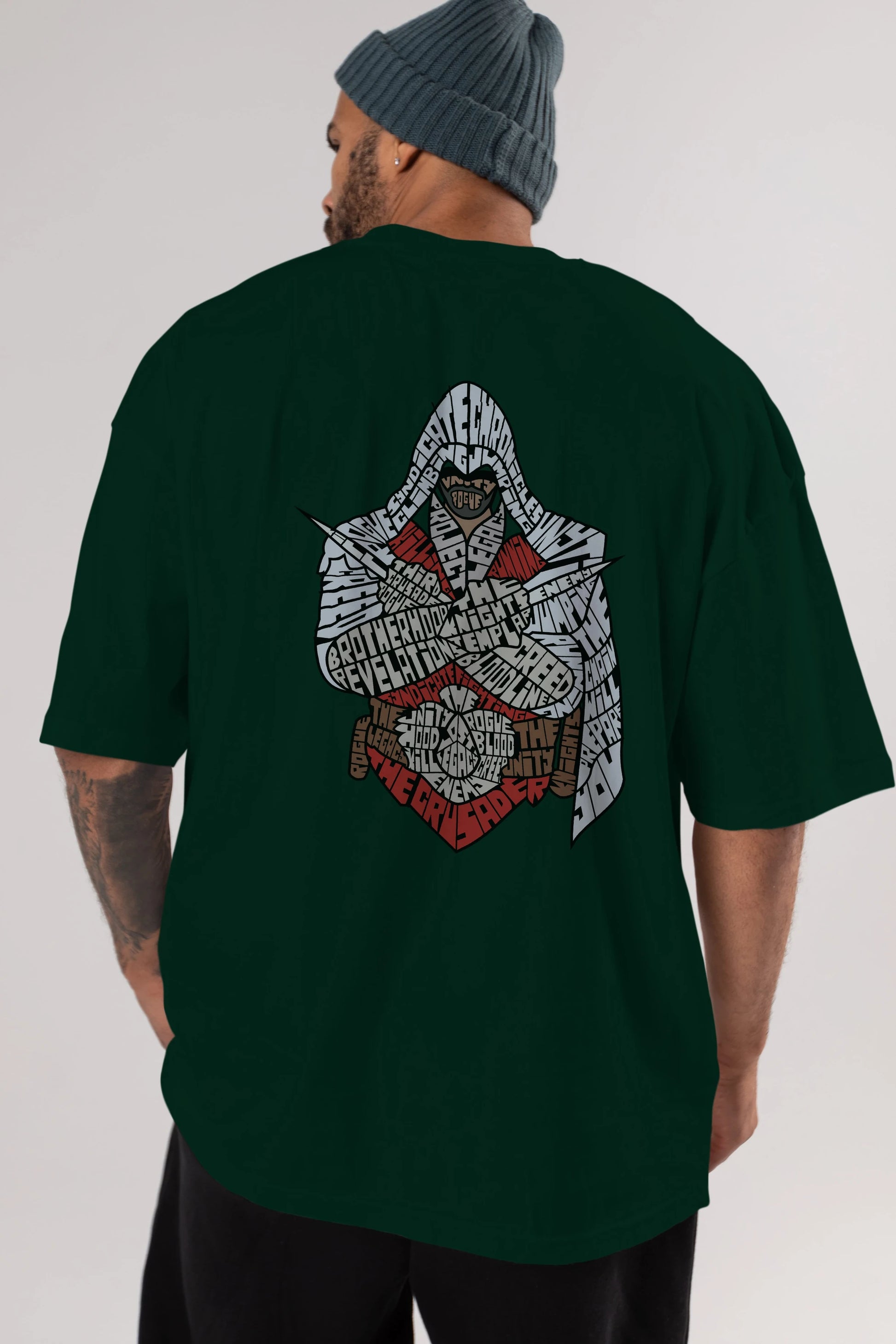 Assassins Arka Baskılı Oversize t-shirt %100 pamuk Erkek Kadın Unisex