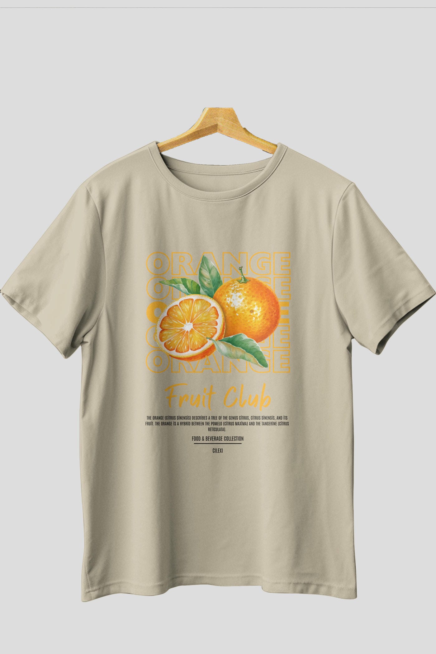 Orange Ön Baskılı Oversize t-shirt Erkek Kadın Pamuk Bisiklet Yaka tişort
