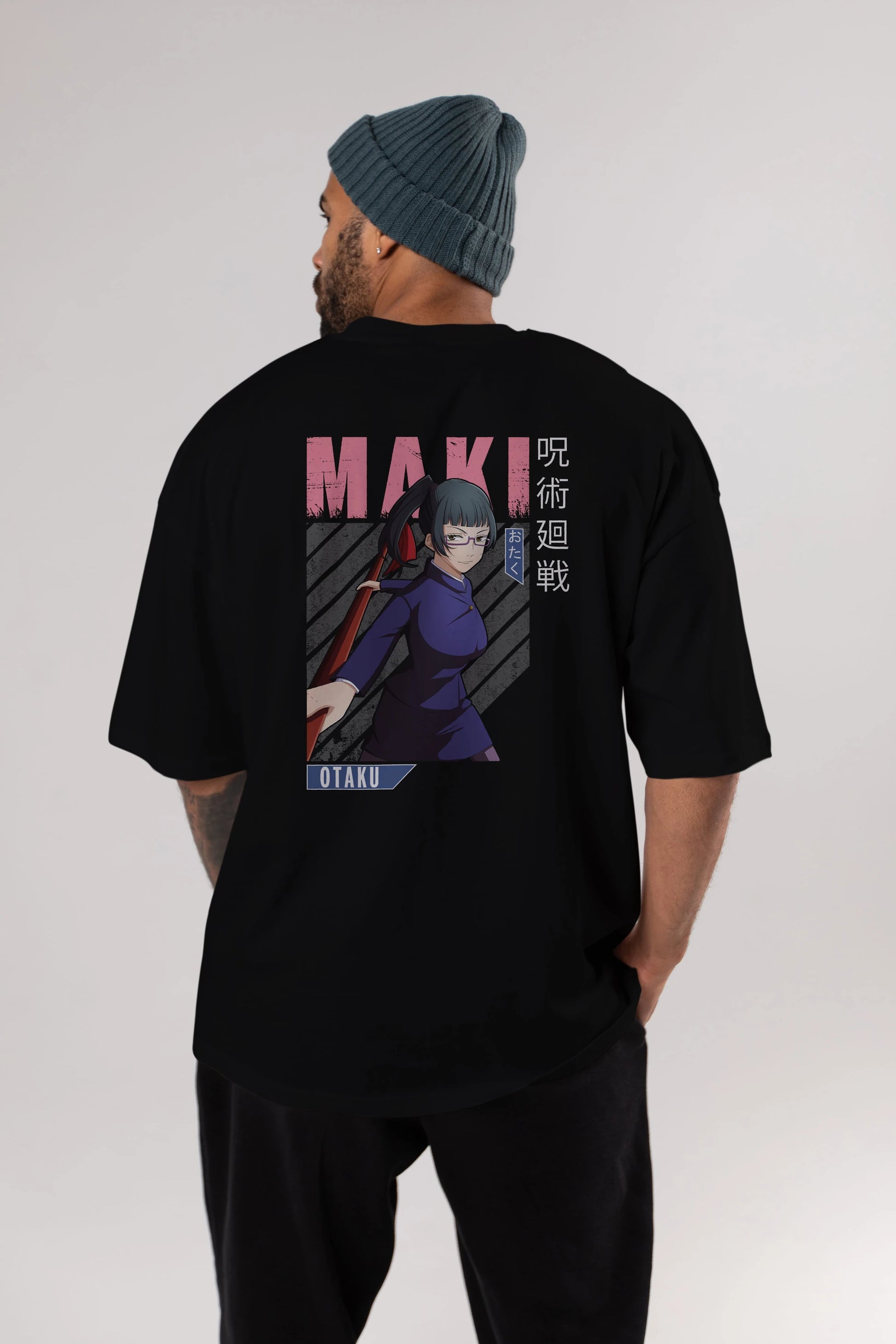 Maki Zenin CHAINSAWMAN Anime Arka Baskılı Oversize t-shirt Erkek Kadın Unisex