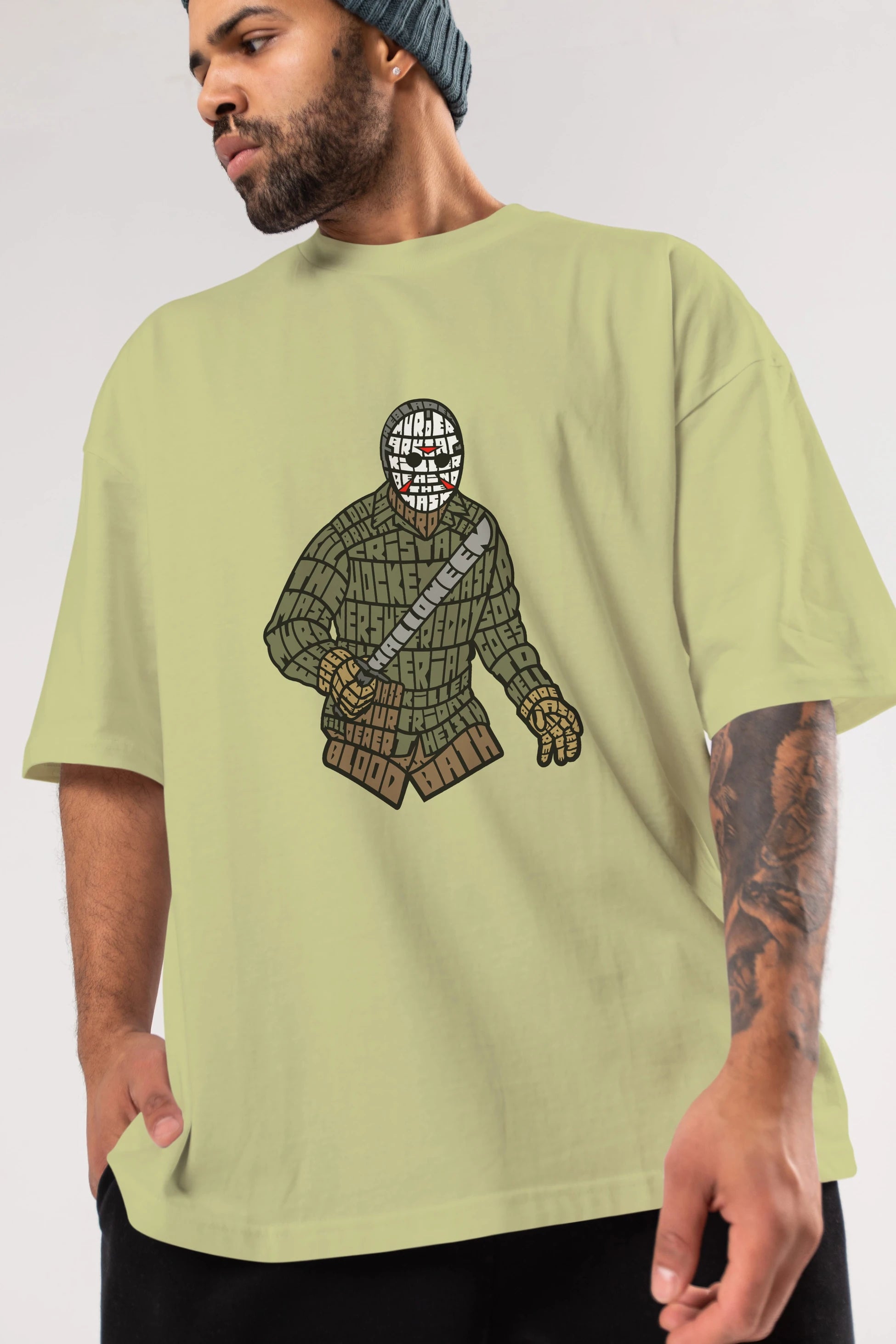 Jason Ön Baskılı Oversize t-shirt %100 pamuk Erkek Kadın Unisex