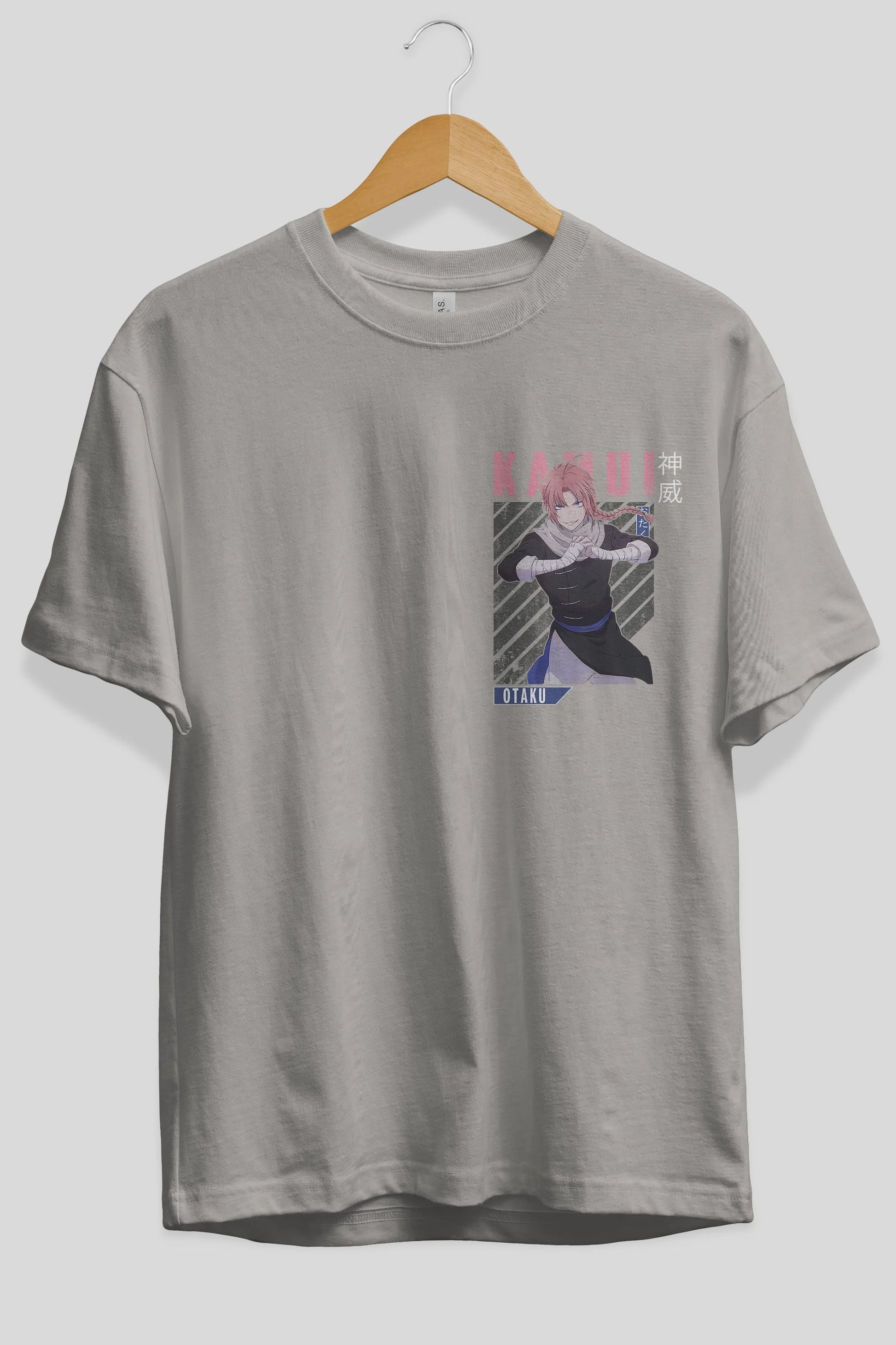 Kamui GINTAMA Ön Sol Baskılı Oversize t-shirt Erkek Kadın Unisex %100 Pamuk Bisiklet Yaka tişort