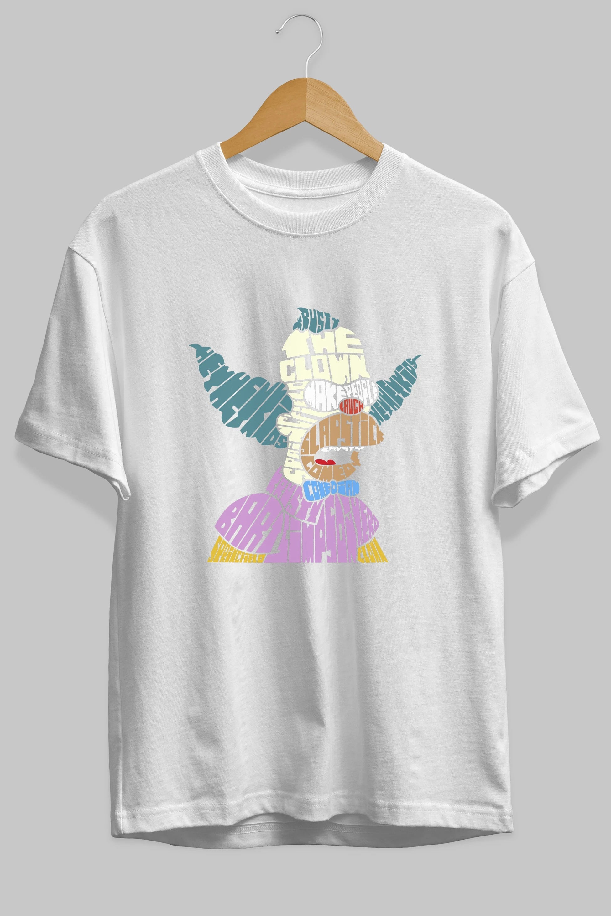 Krusty Clown Ön Baskılı Oversize t-shirt %100 pamuk Erkek Kadın Unisex