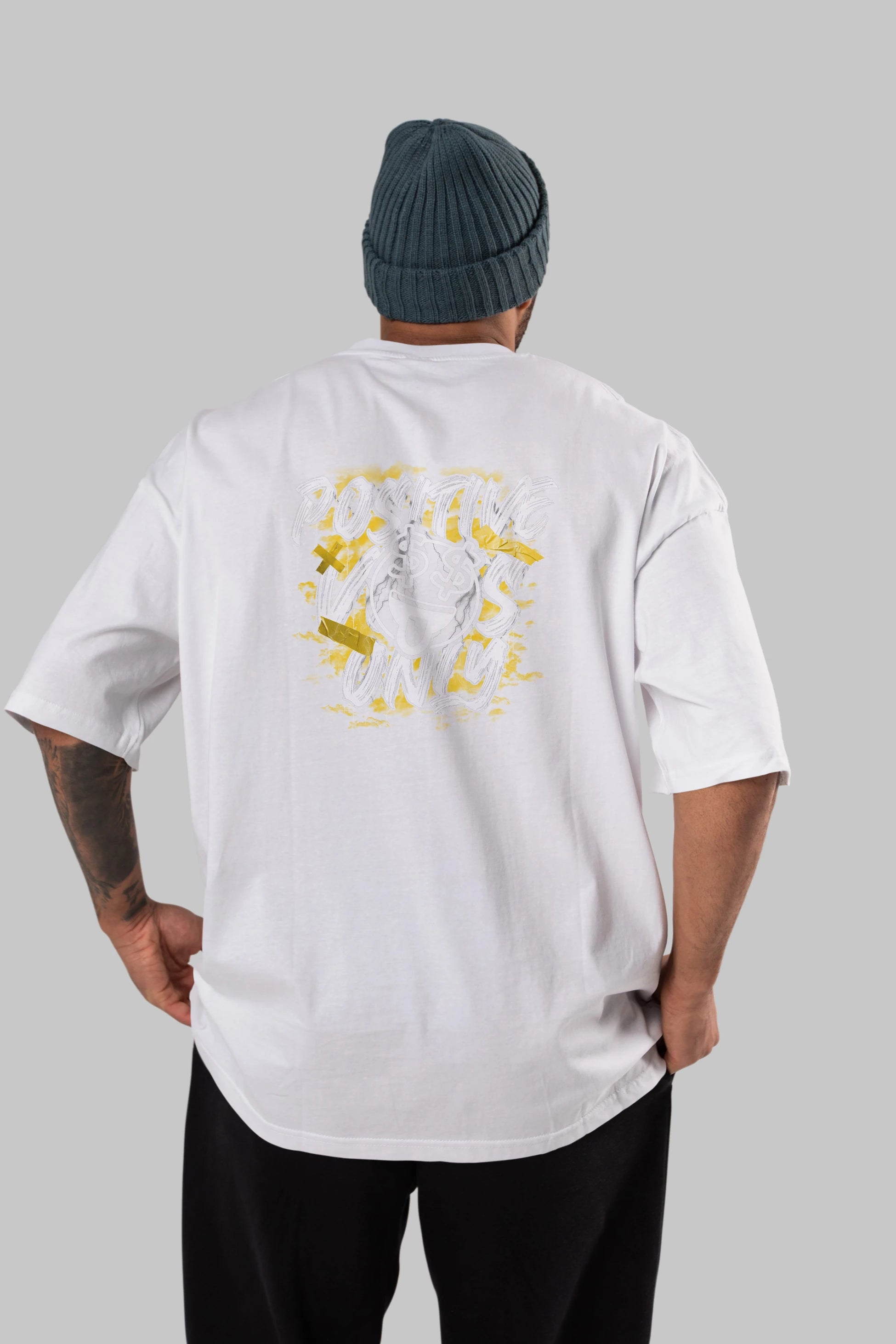 Positive Only Arka Baskılı Oversize t-shirt Erkek Kadın Unisex