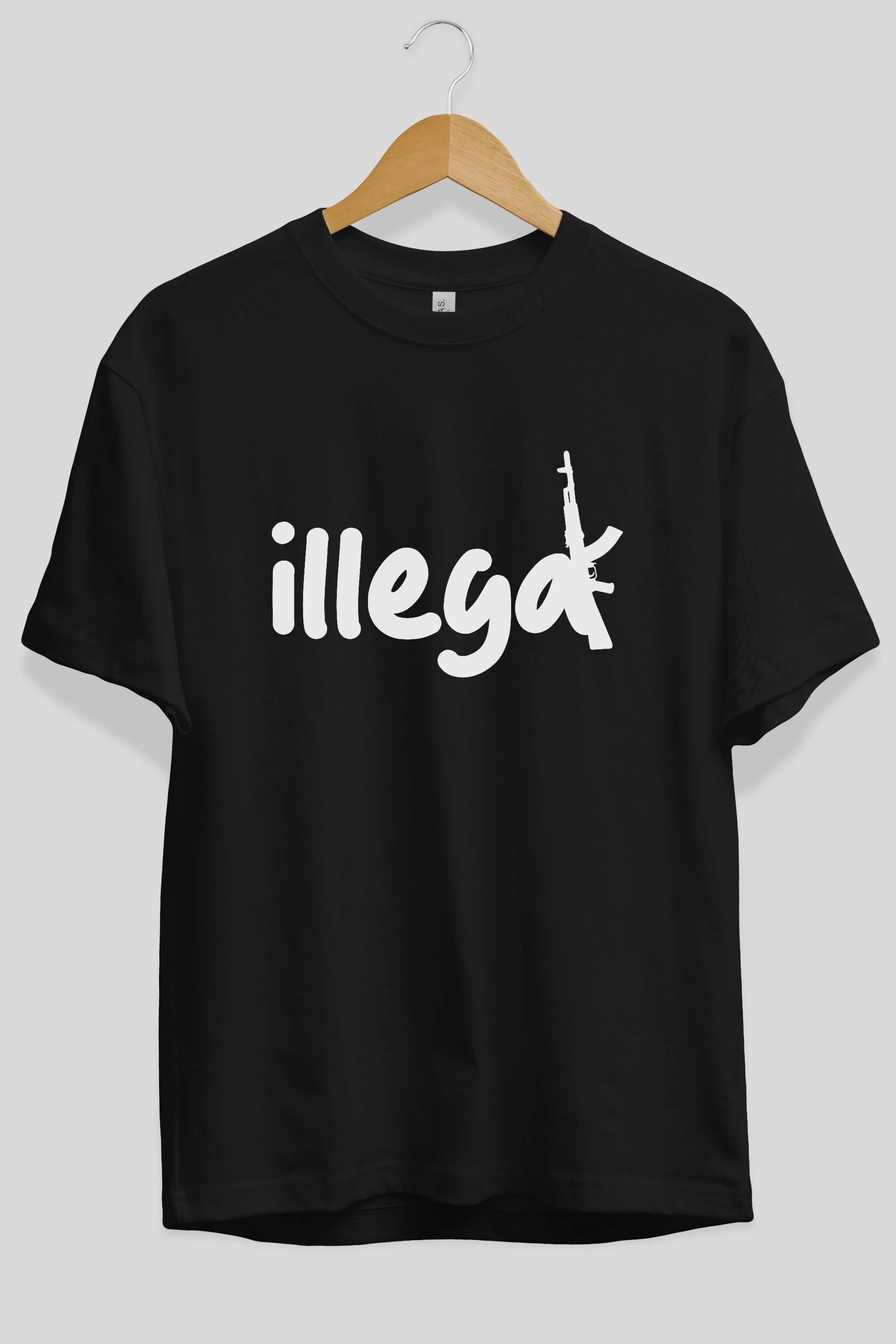 illegal Ön Baskılı Oversize t-shirt %100 pamuk Erkek Kadın Unisex
