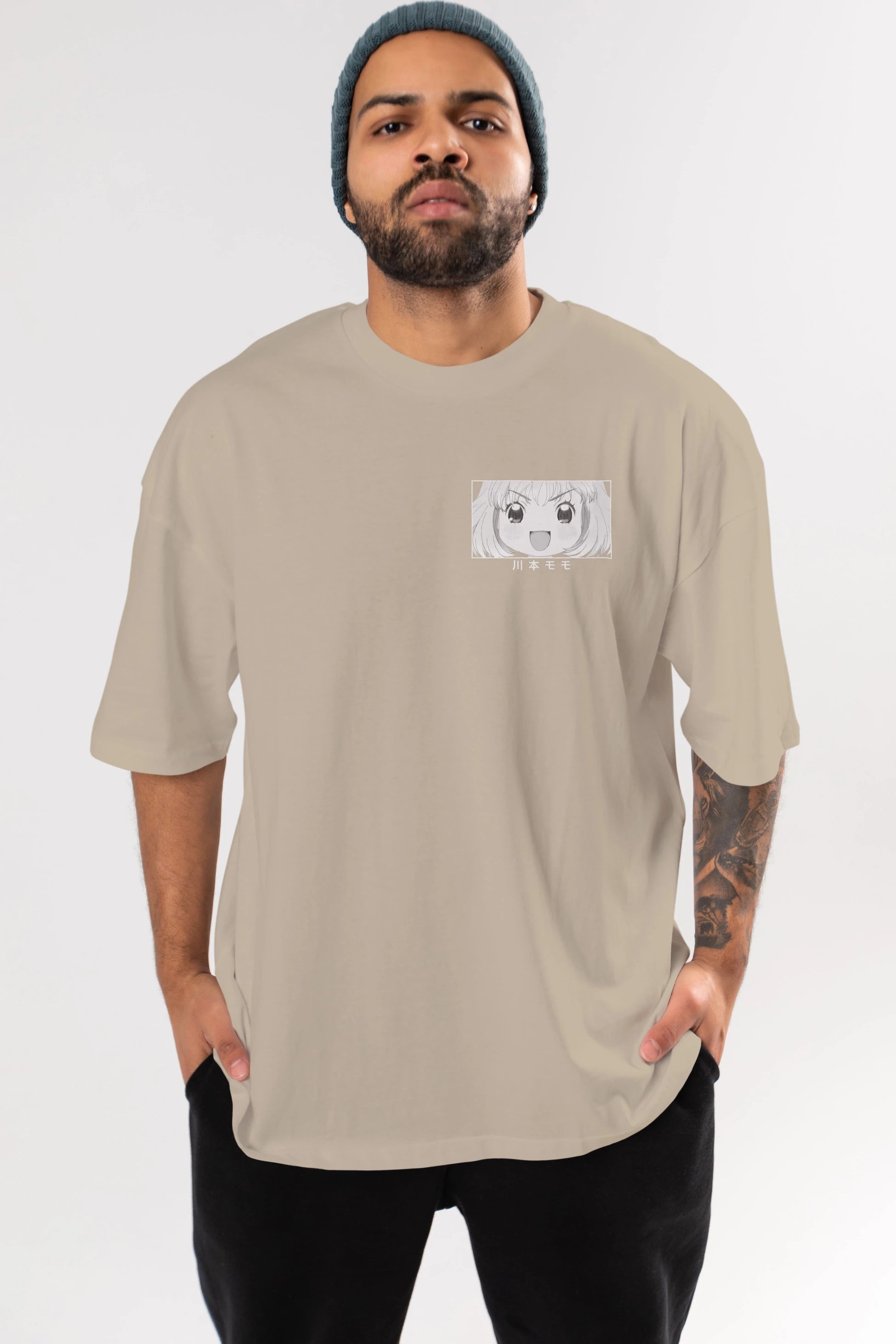 Momo Kawamoto 1 Ön Sol Baskılı Oversize t-shirt Erkek Kadın Unisex %100 Pamuk Bisiklet Yaka tişort