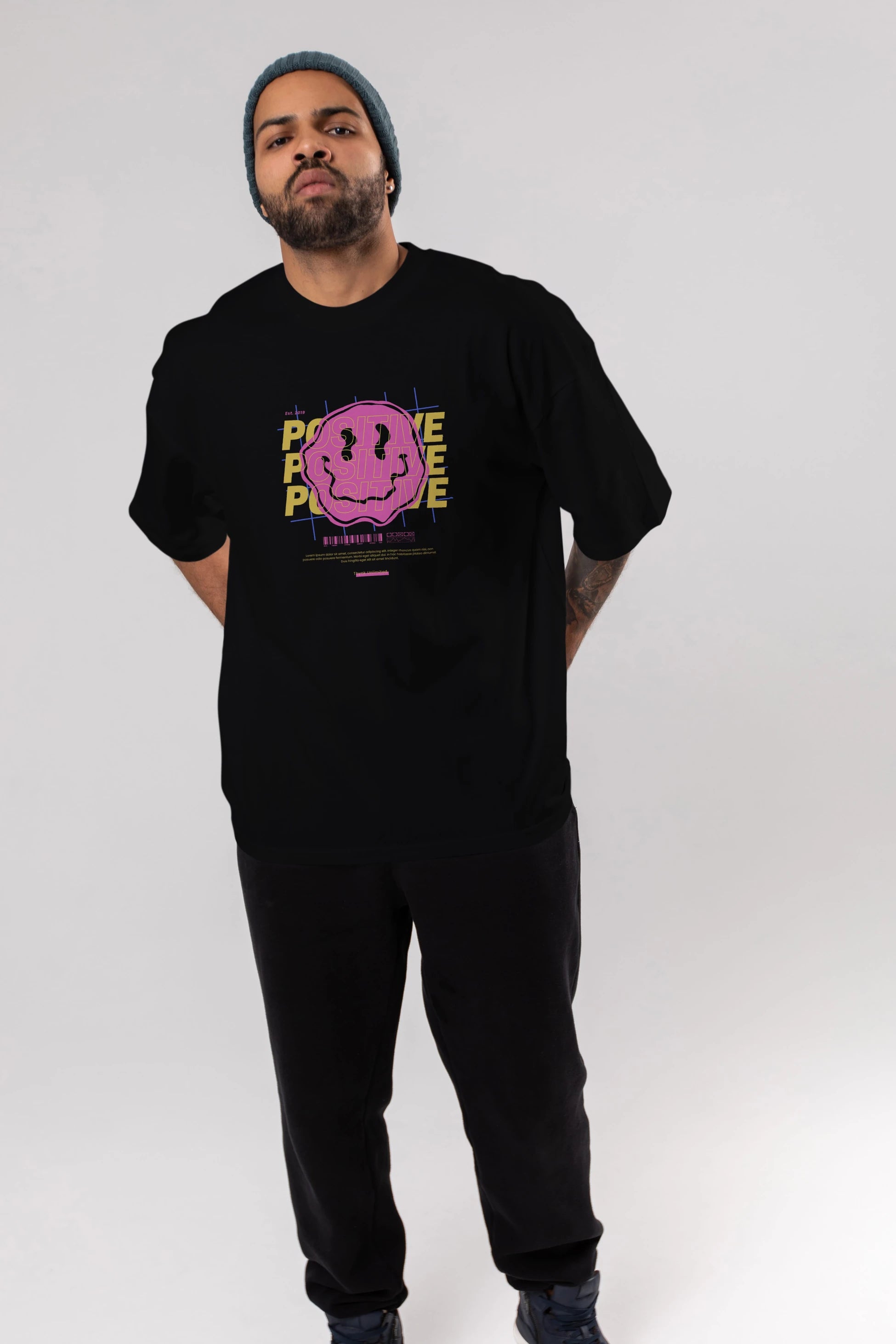Positive 2 Ön Baskılı Oversize t-shirt Erkek Kadın Unisex