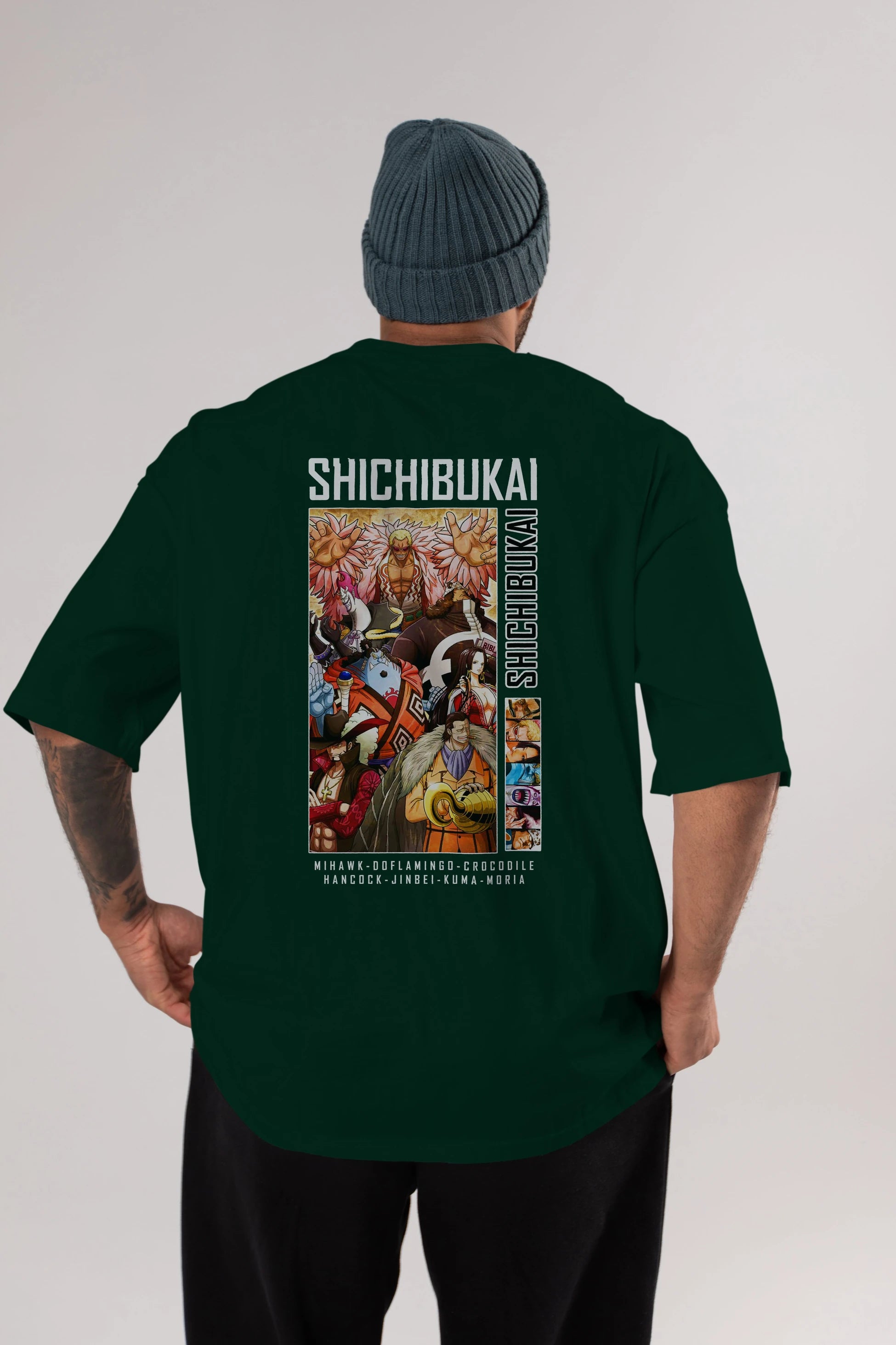 Shichibukai Anime Arka Baskılı Oversize t-shirt Erkek Kadın Unisex %100 pamuk tişort