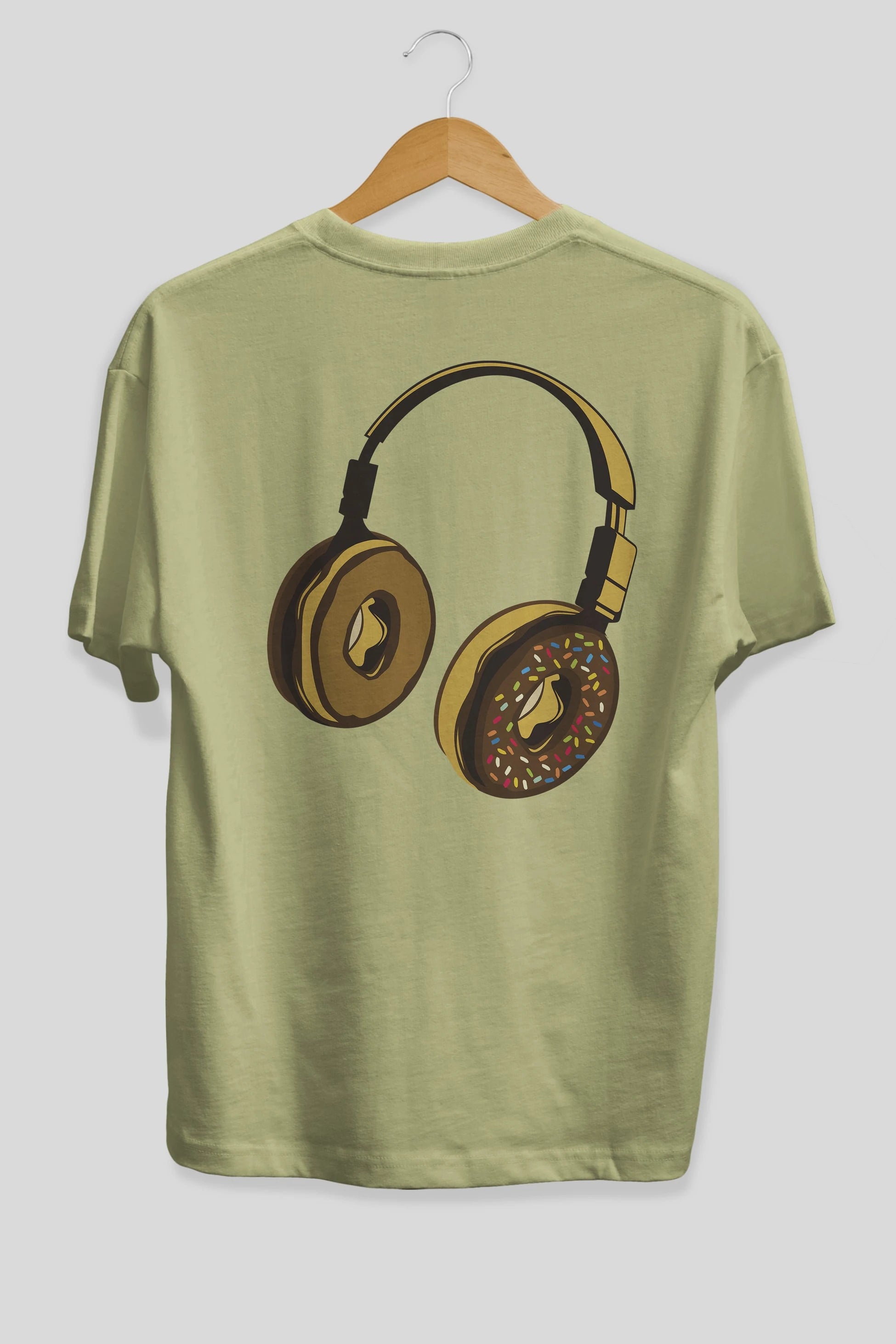 Headphone Donut Arka Baskılı Oversize t-shirt %100 pamuk Erkek Kadın Unisex