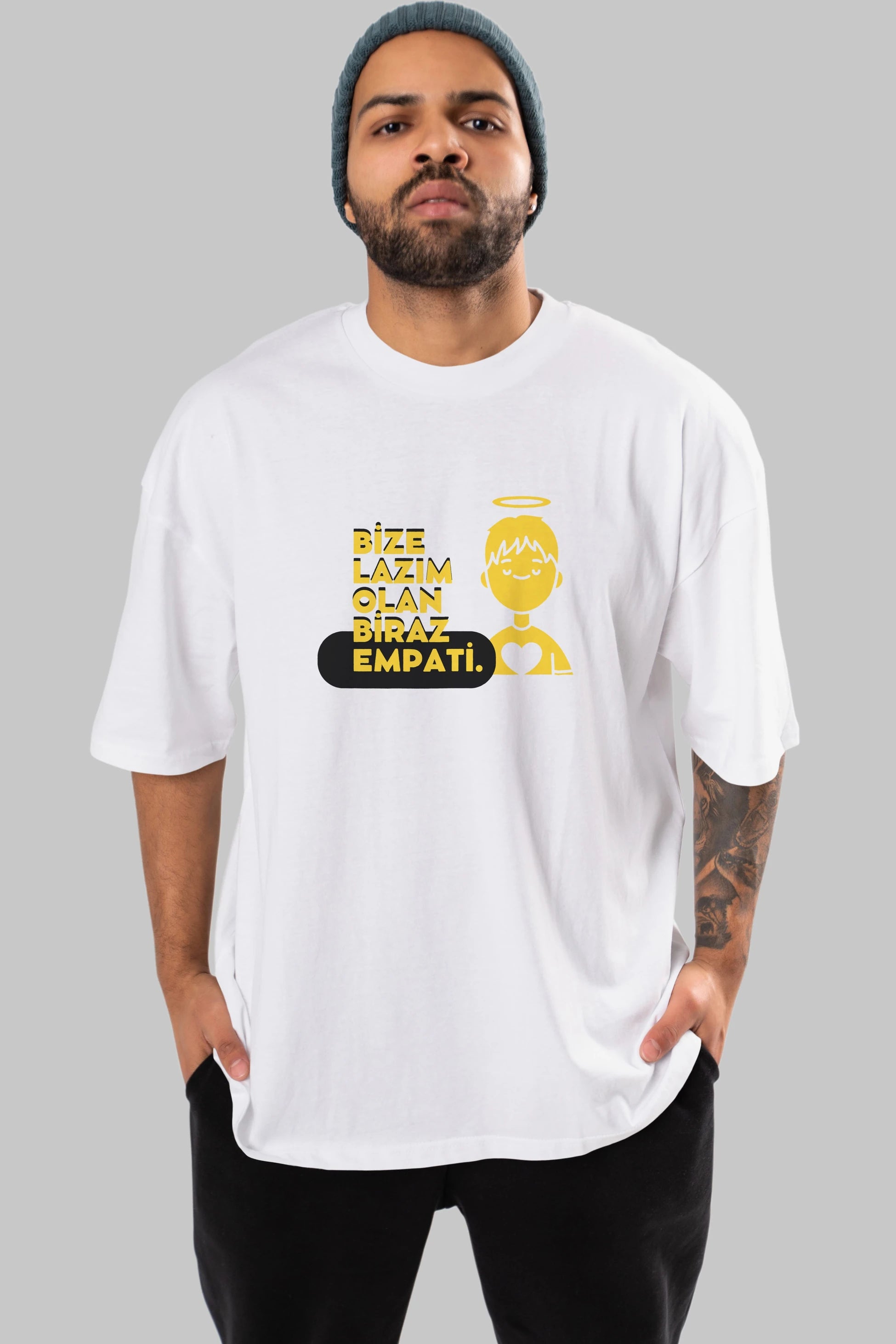 Bize Lazım Olan Biraz Empati Ön Baskılı Oversize t-shirt Erkek Kadın Unisex