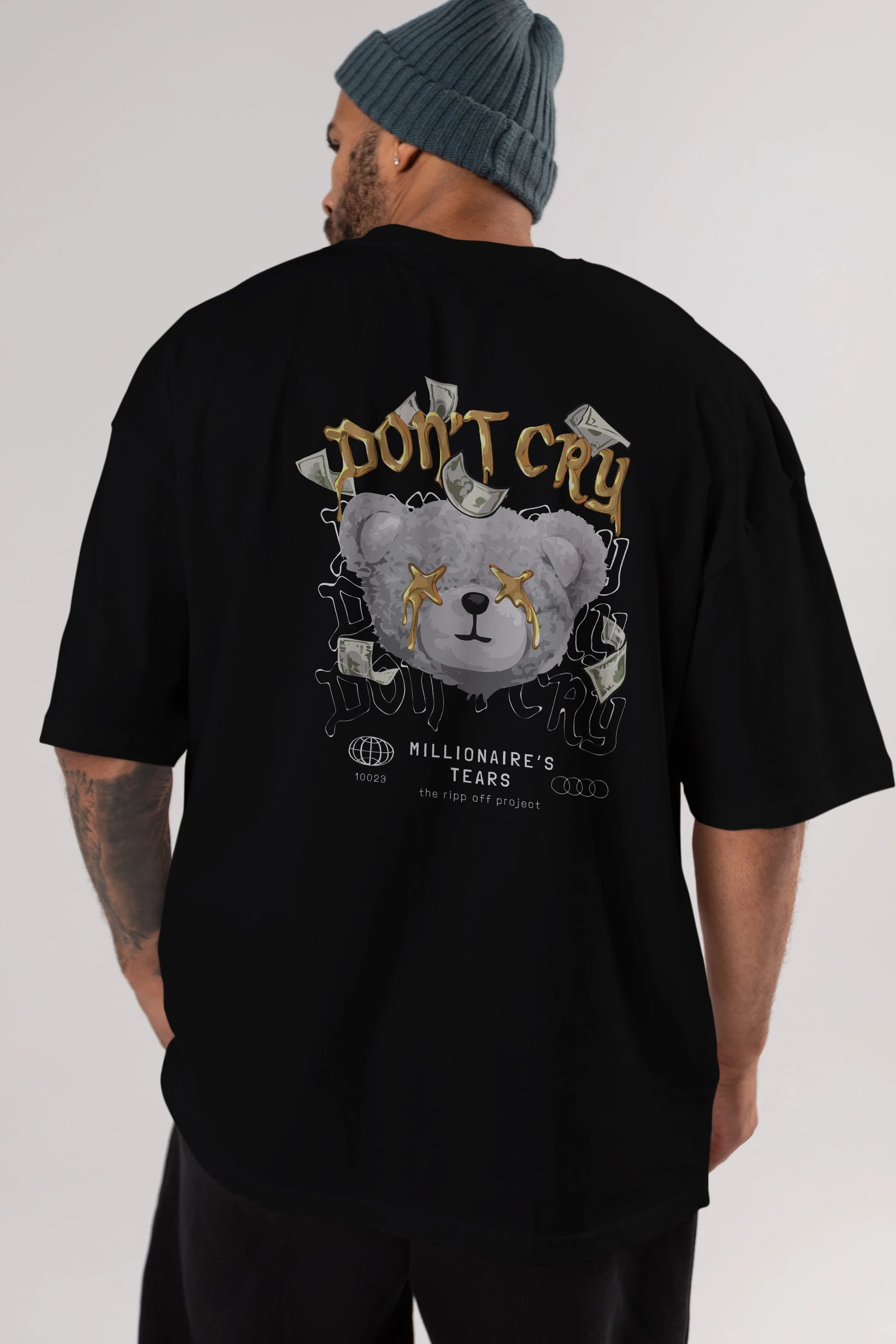 Dont Cry Bear Arka Baskılı Oversize t-shirt Erkek Kadın Unisex