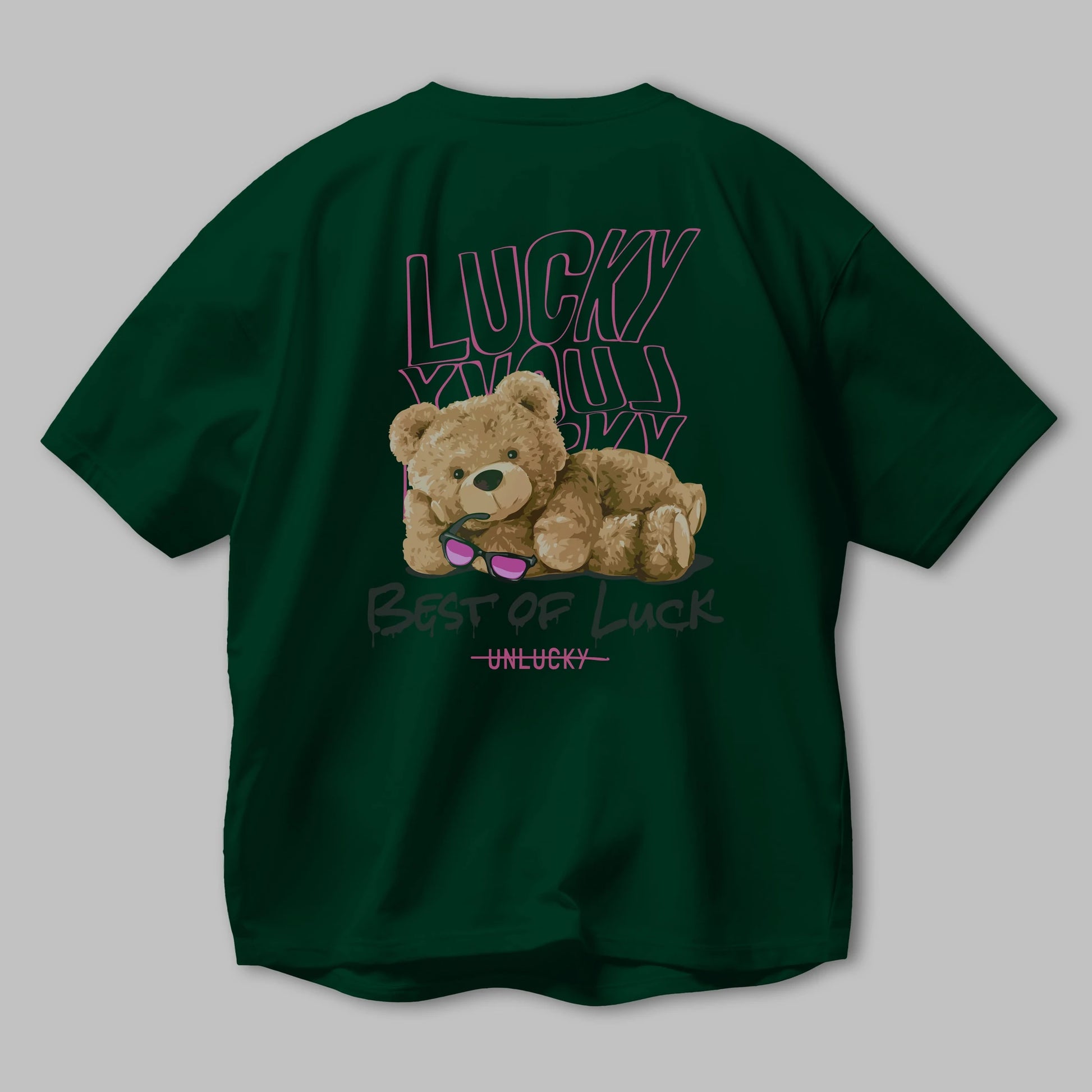 Best of Lucky Bear Arka Baskılı Oversize t-shirt Erkek Kadın Unisex