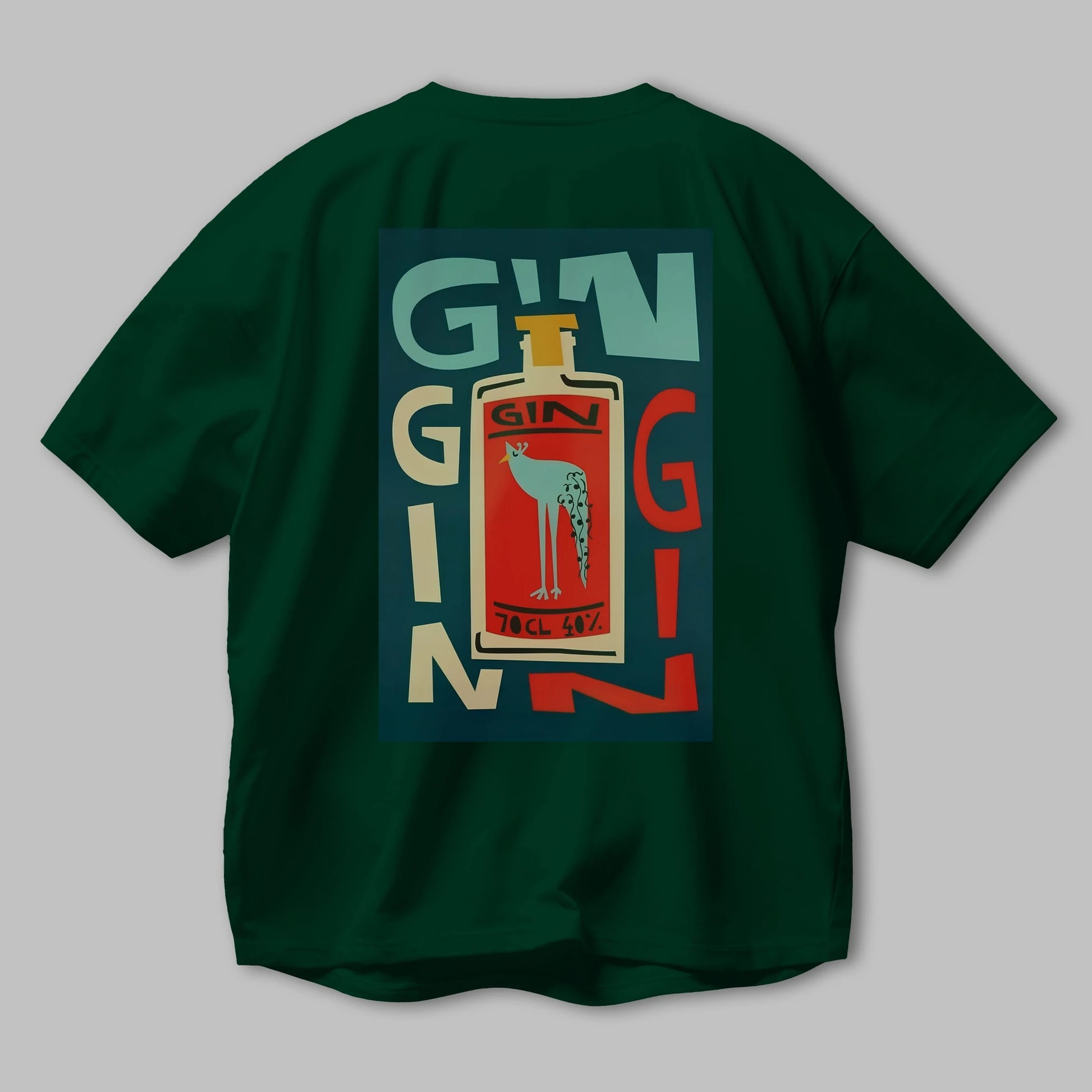 Gin 2 Arka Baskılı Oversize t-shirt Erkek Kadın Unisex %100 Pamuk Bisiklet Yaka tişort