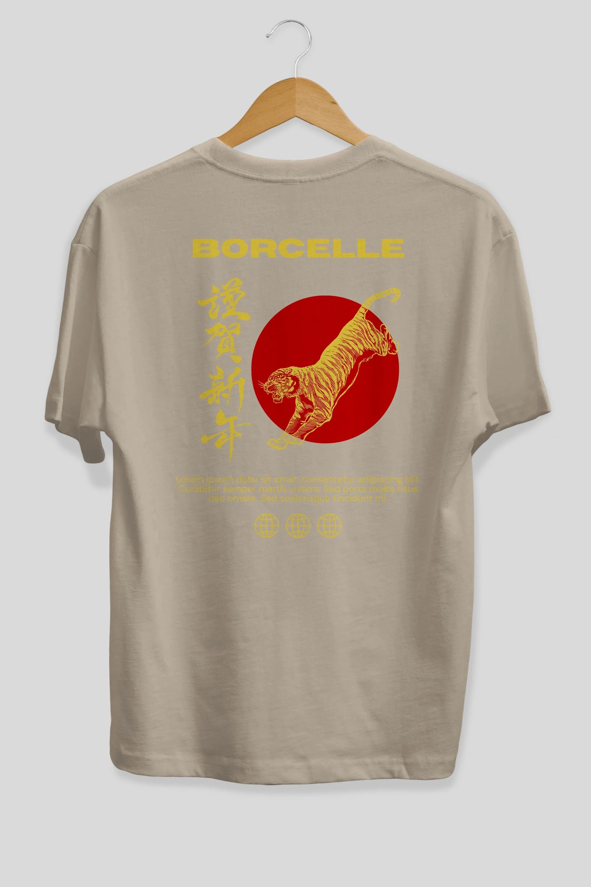 Borcelle Tiger Streetwear Arka Baskılı Oversize t-shirt Erkek Kadın Unisex
