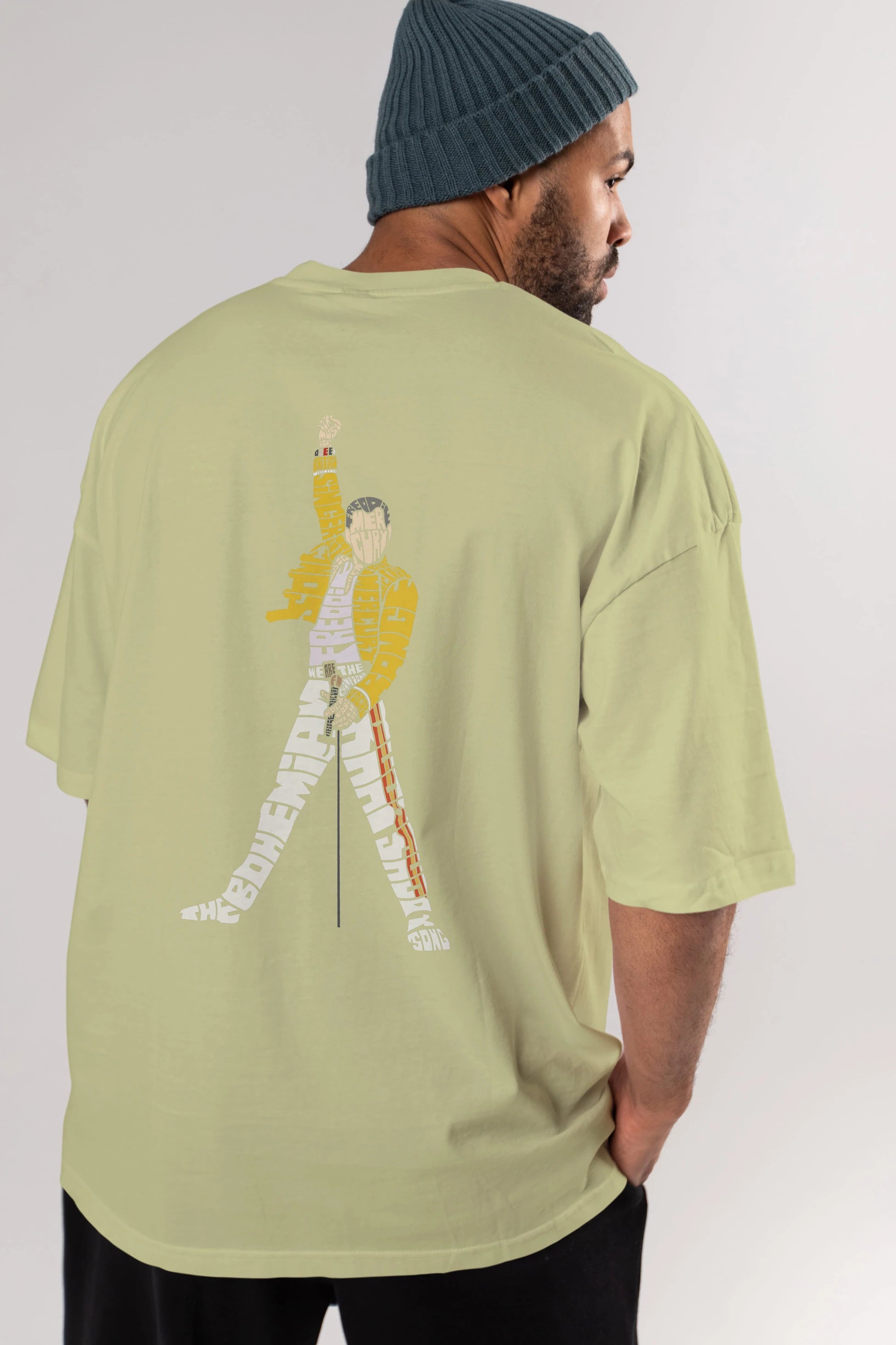 Freddy Mercury Arka Baskılı Oversize t-shirt %100 pamuk Erkek Kadın Unisex