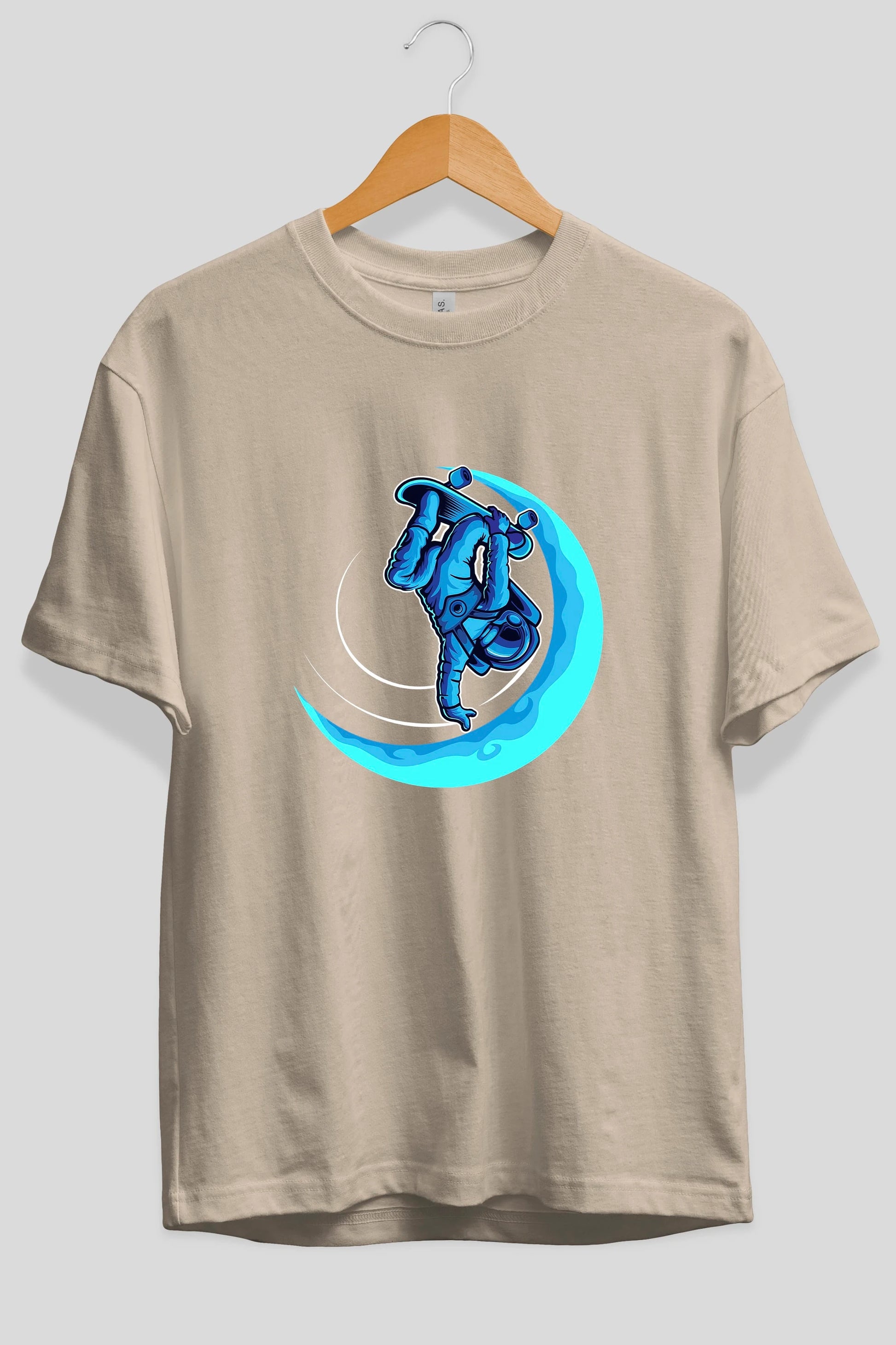 Skating on the moon Ön Baskılı Oversize t-shirt Erkek Kadın Unisex