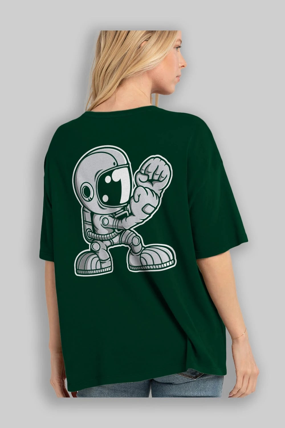 Astronaut Fighting Irish Arka Baskılı Oversize t-shirt Erkek Kadın Unisex