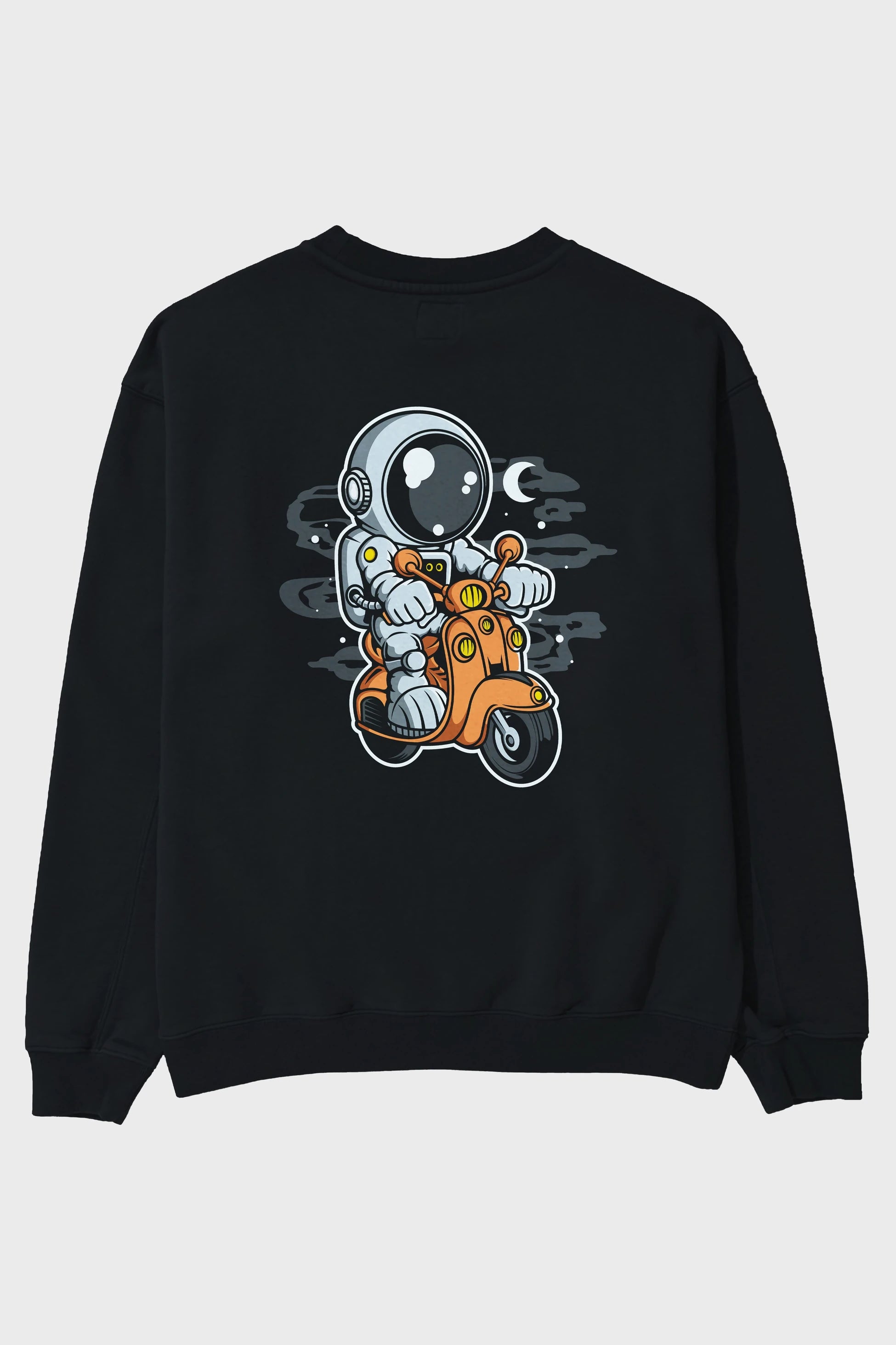Astronaut Scooter Arka Baskılı Oversize Sweatshirt Erkek Kadın Unisex