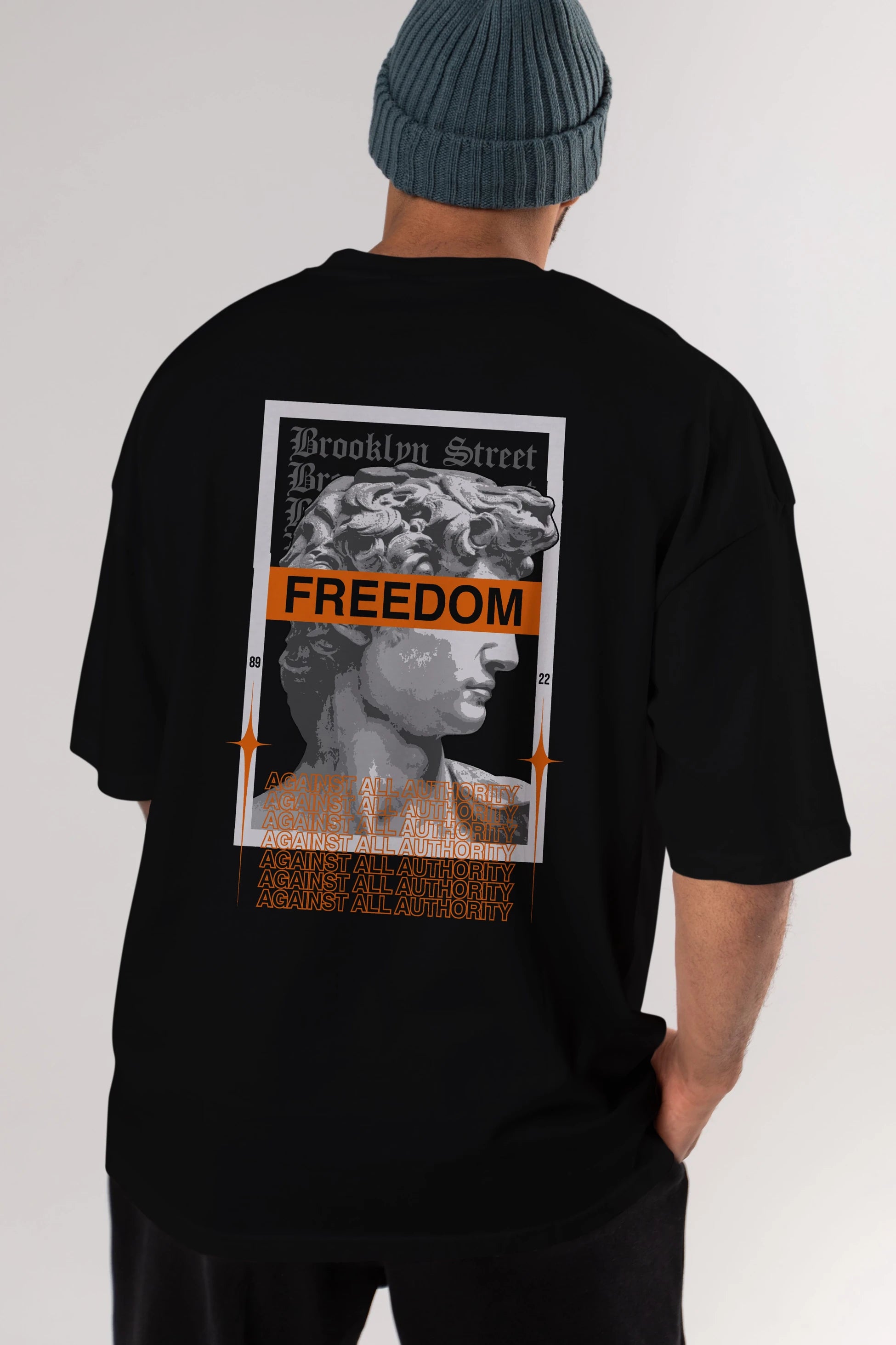 Brooklyn Street Arka Baskılı Oversize t-shirt Erkek Kadın Unisex
