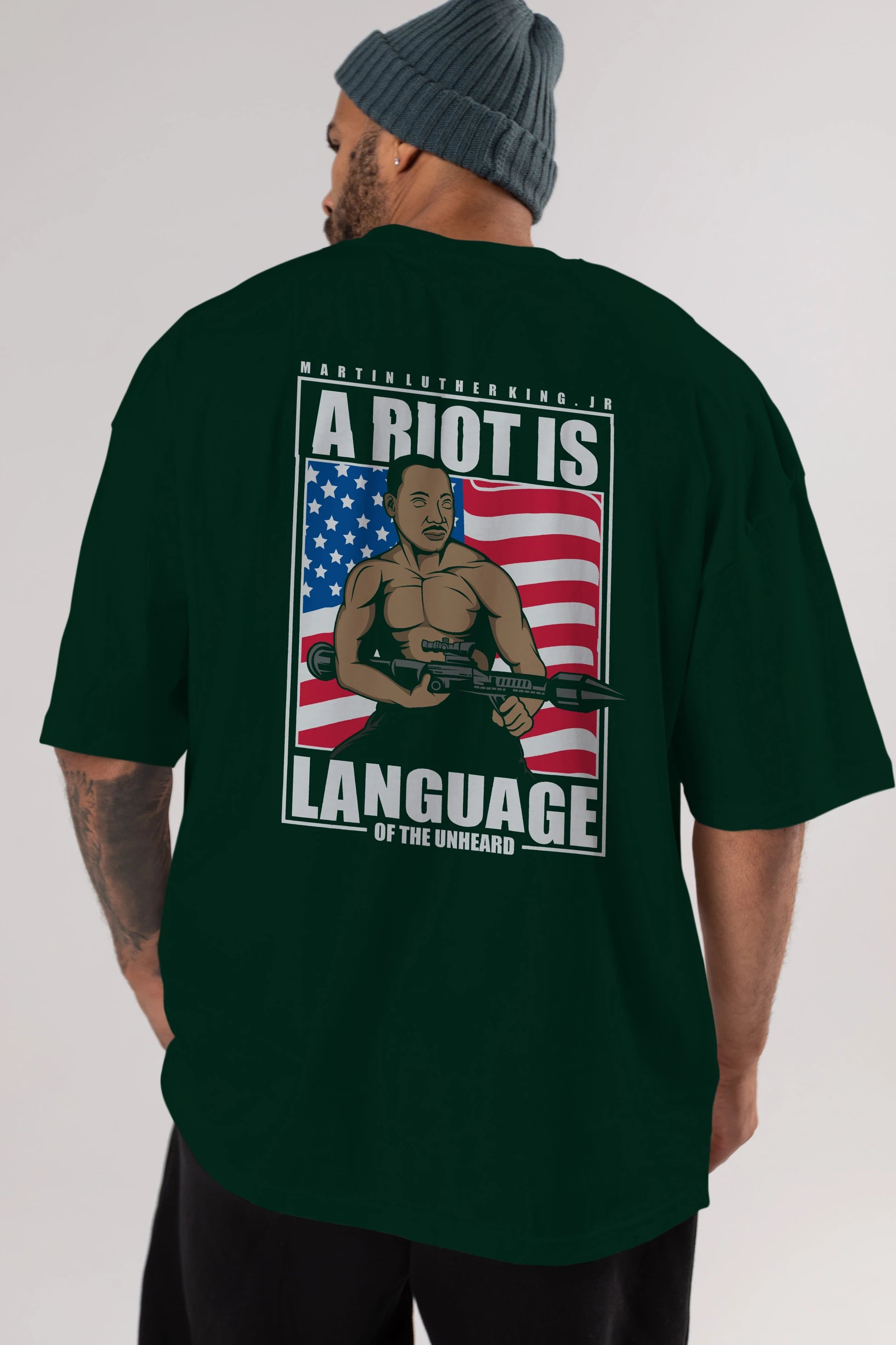 Luther King Jr Rambo Arka Baskılı Oversize t-shirt Erkek Kadın Unisex %100 Pamuk tişort