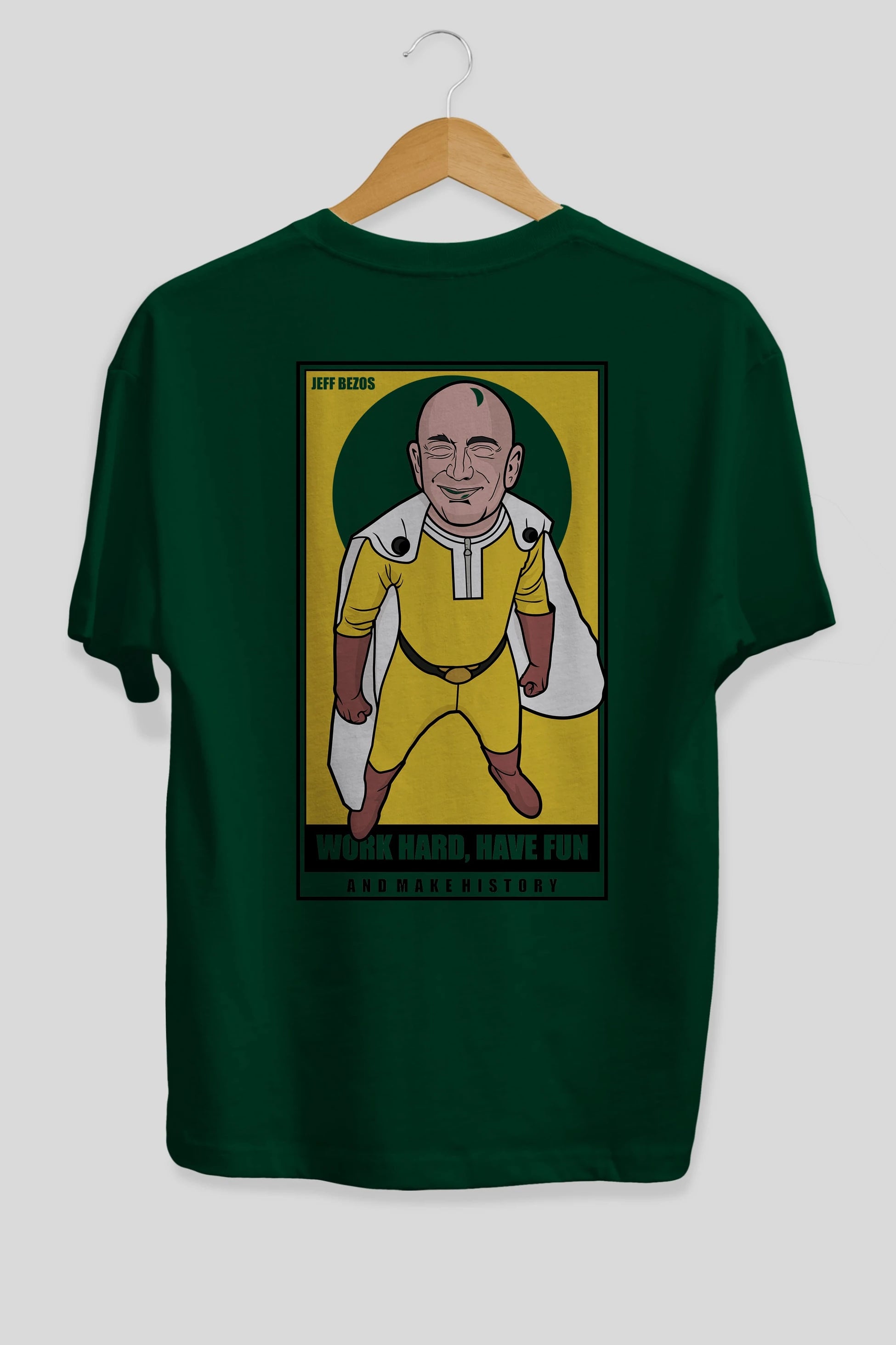 Jeff Bezos Saitama Arka Baskılı Oversize t-shirt Erkek Kadın Unisex %100 Pamuk tişort